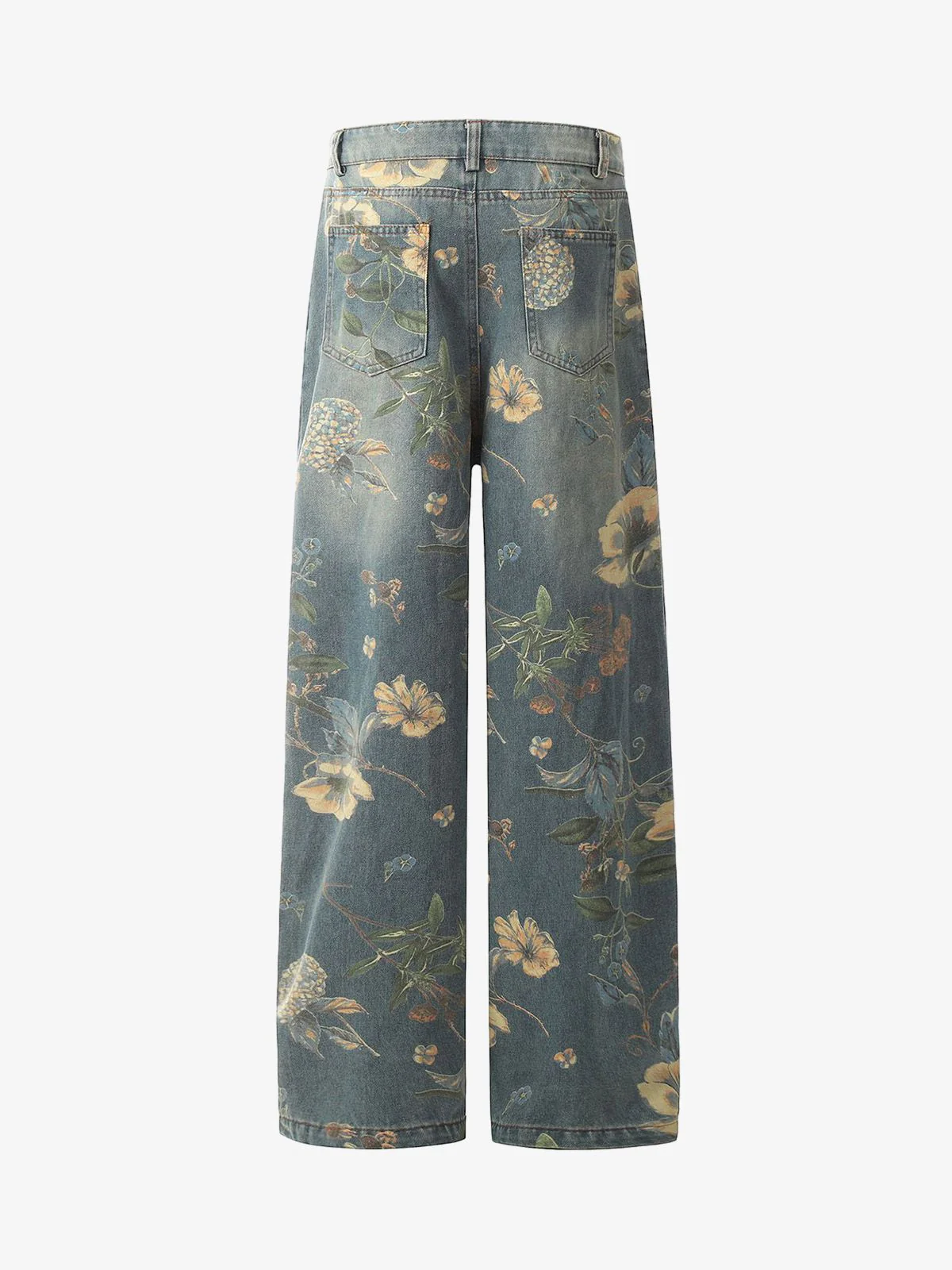 Denim Floral Print Carpenter Jeans - 2237 - Image 9