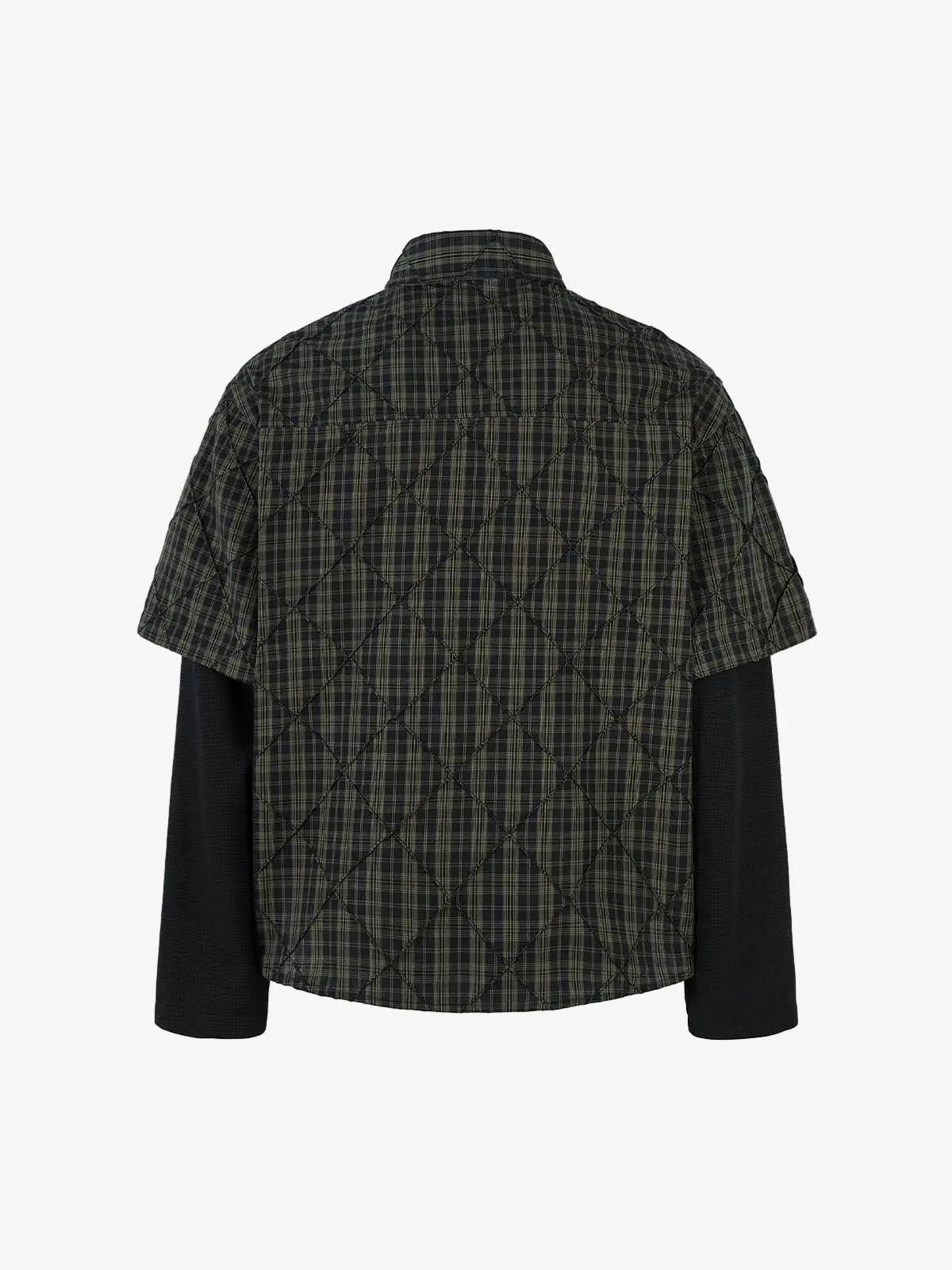 Heavy Plaid Pleated Striped Faux Two-Piece Polo Shirt - Image 6