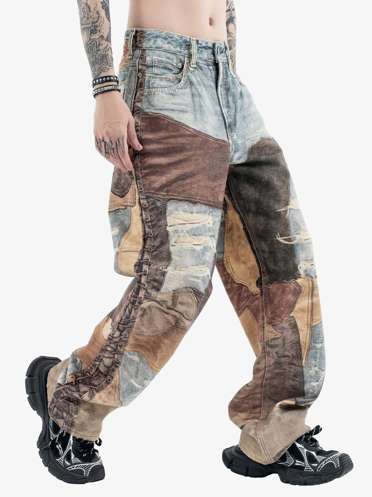 Thesupermade High Street Distressed Washed Printed Jeans - 2246 - Image 4
