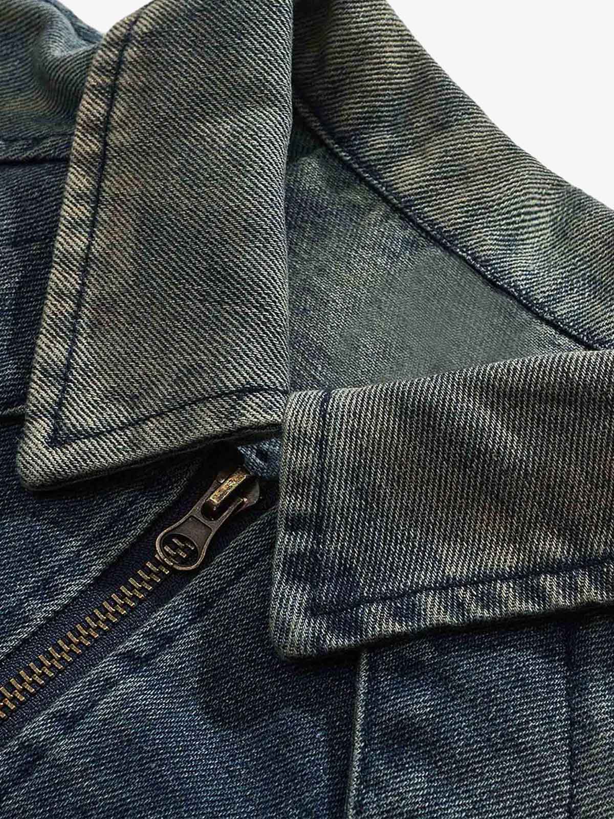 Thesupermade High Street Hip-hop Distressed Washed Denim Jacket - 2242 - Image 3