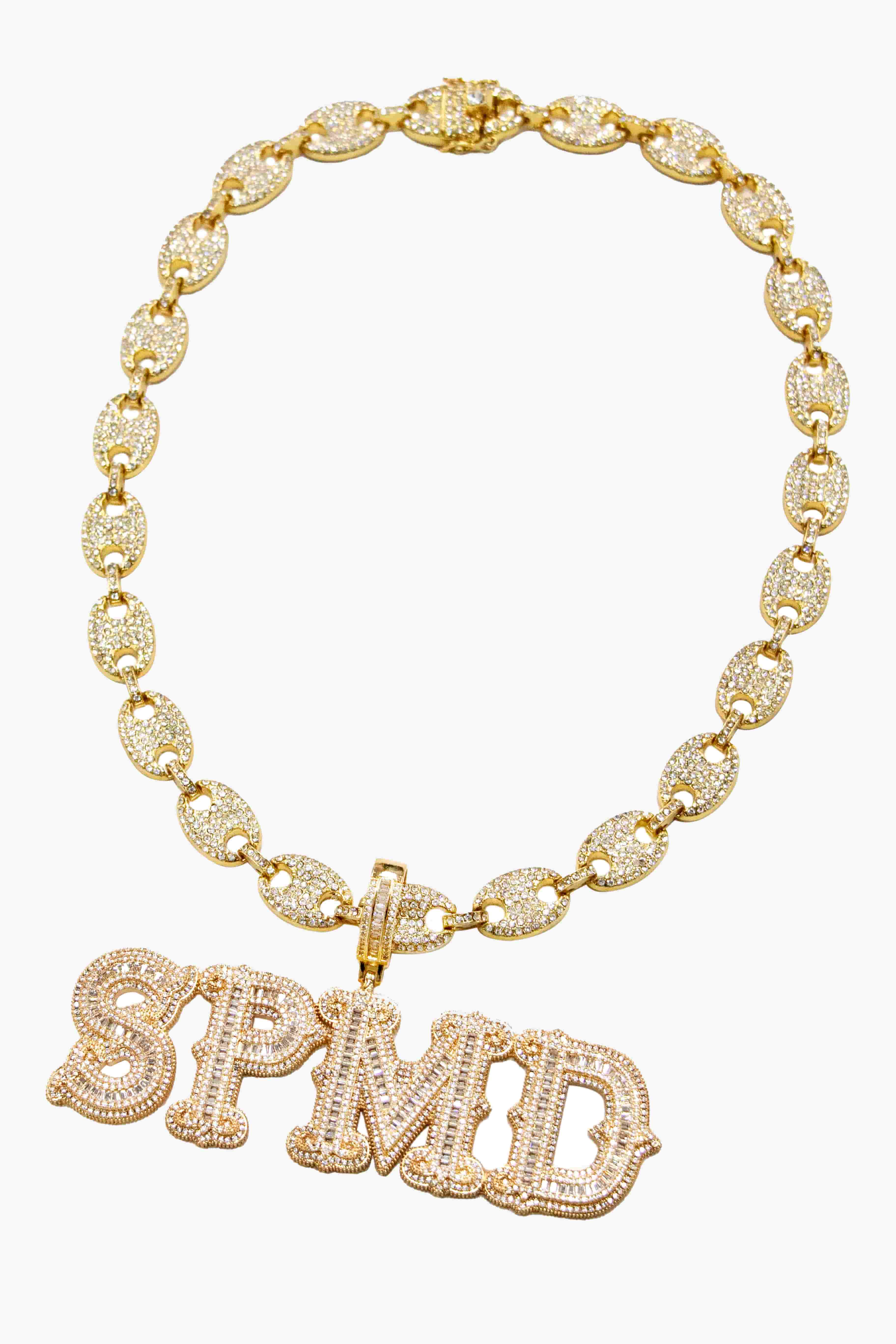 Thesupermade Hip-hop Diamond Letter Necklace - 2229