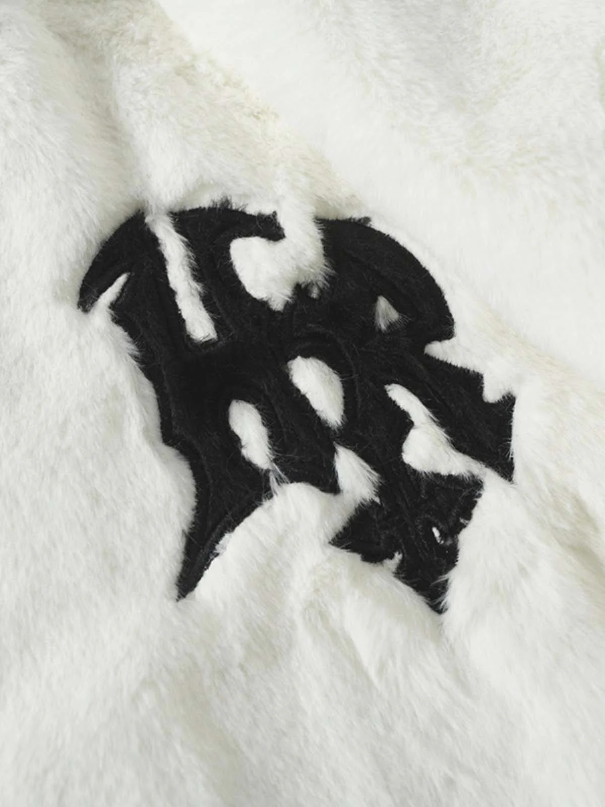 Thesupermade Hip-hop Letter Stand Collar Fur Jacket - 1908 - Image 3