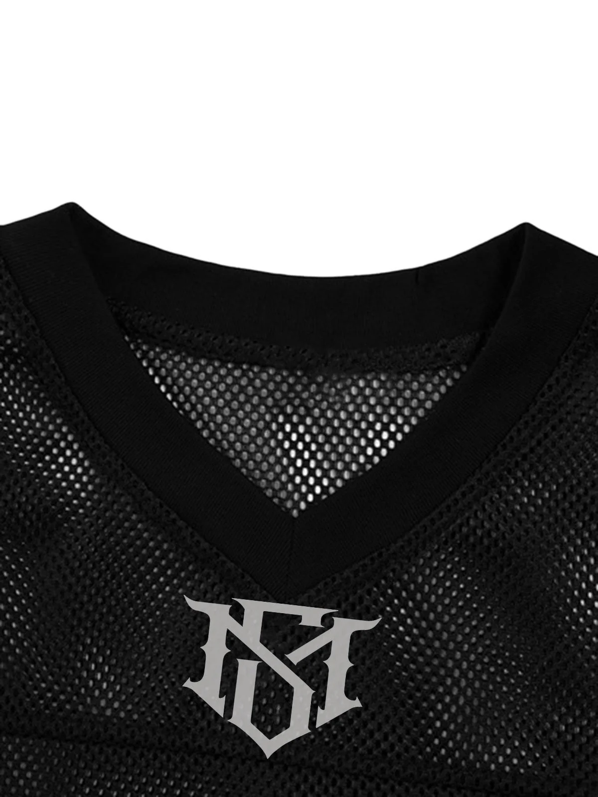 Jersey Letter Print Quick Dry V-neck T-shirt - 2389 - Image 12