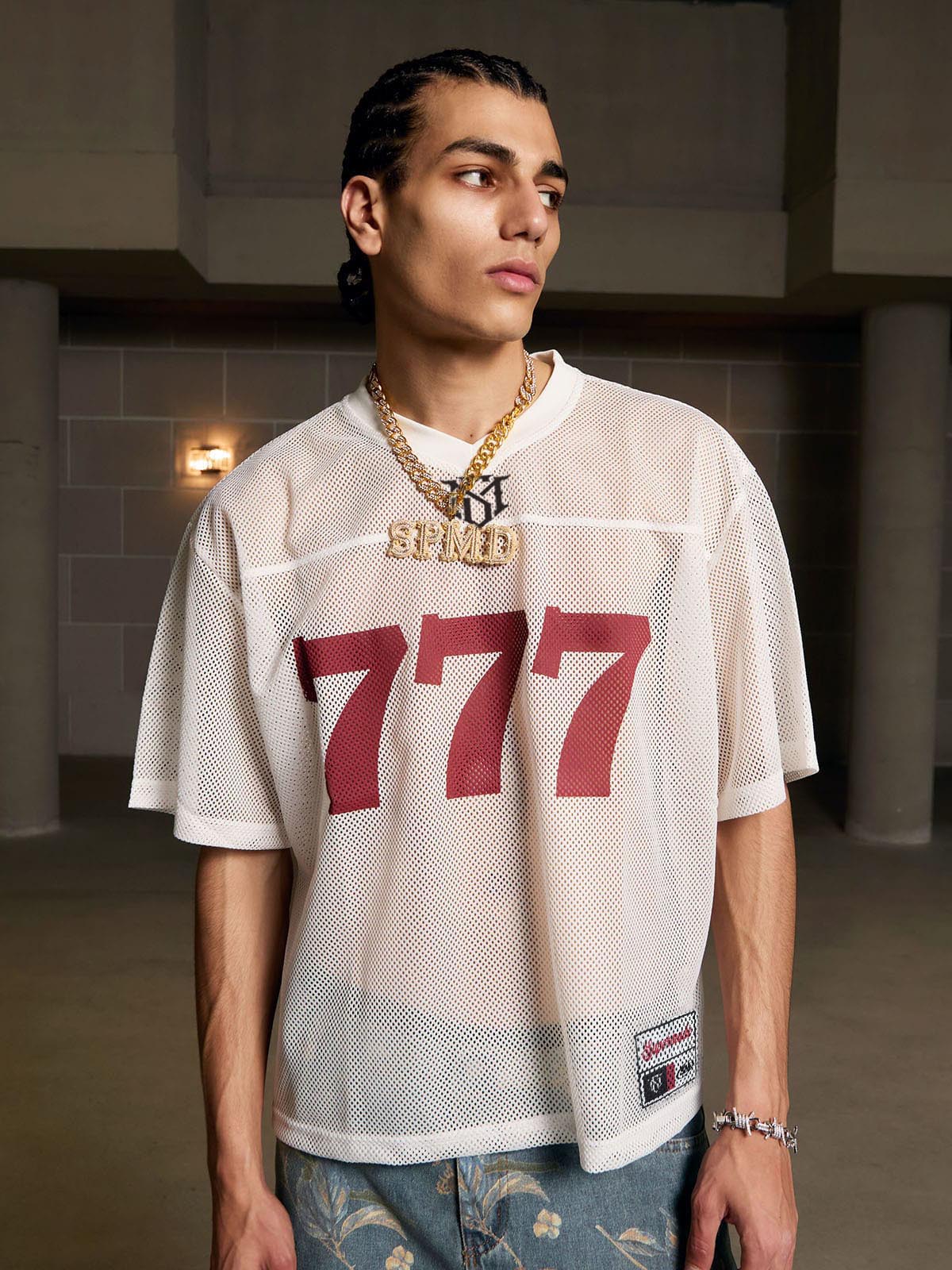 Jersey Letter Print Quick Dry V-neck T-shirt - 2389 - Image 7