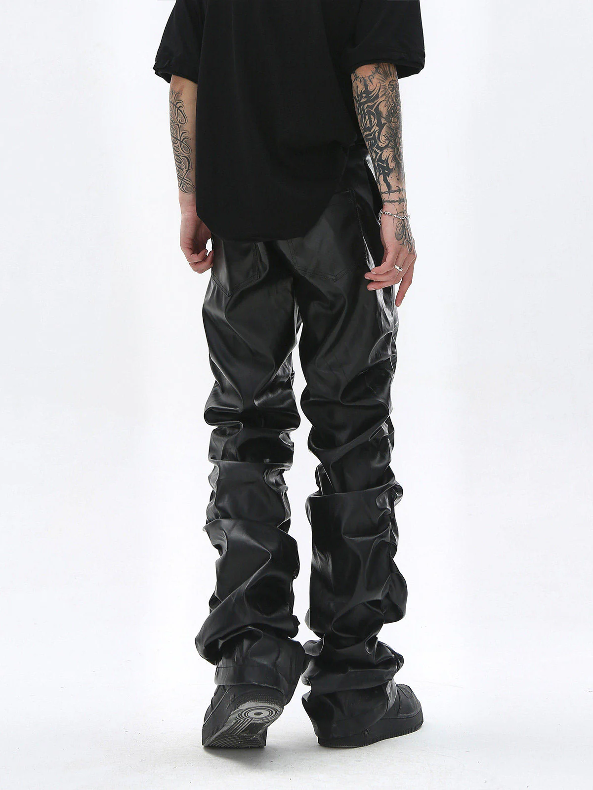 Thesupermade Punk Style Pleated Leather Pants - 2195 - Image 5