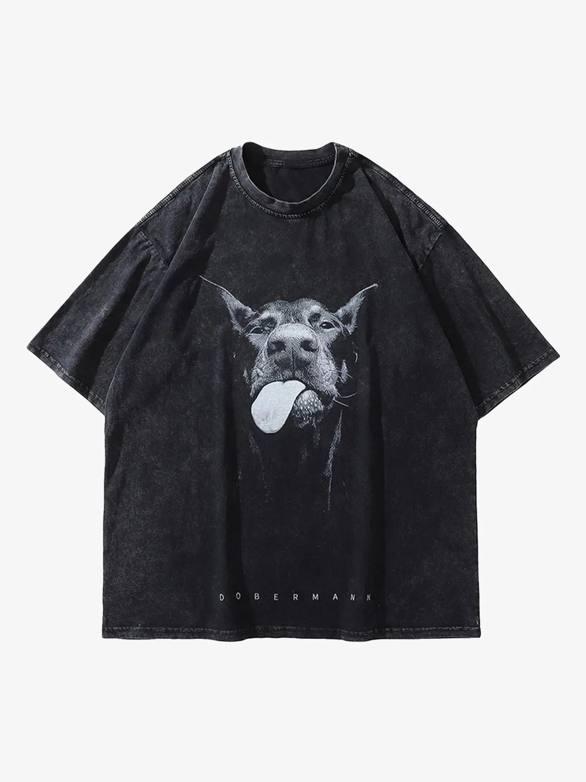 Thesupermade Retro Hip-hop Doberman Print T-shirt - 2172