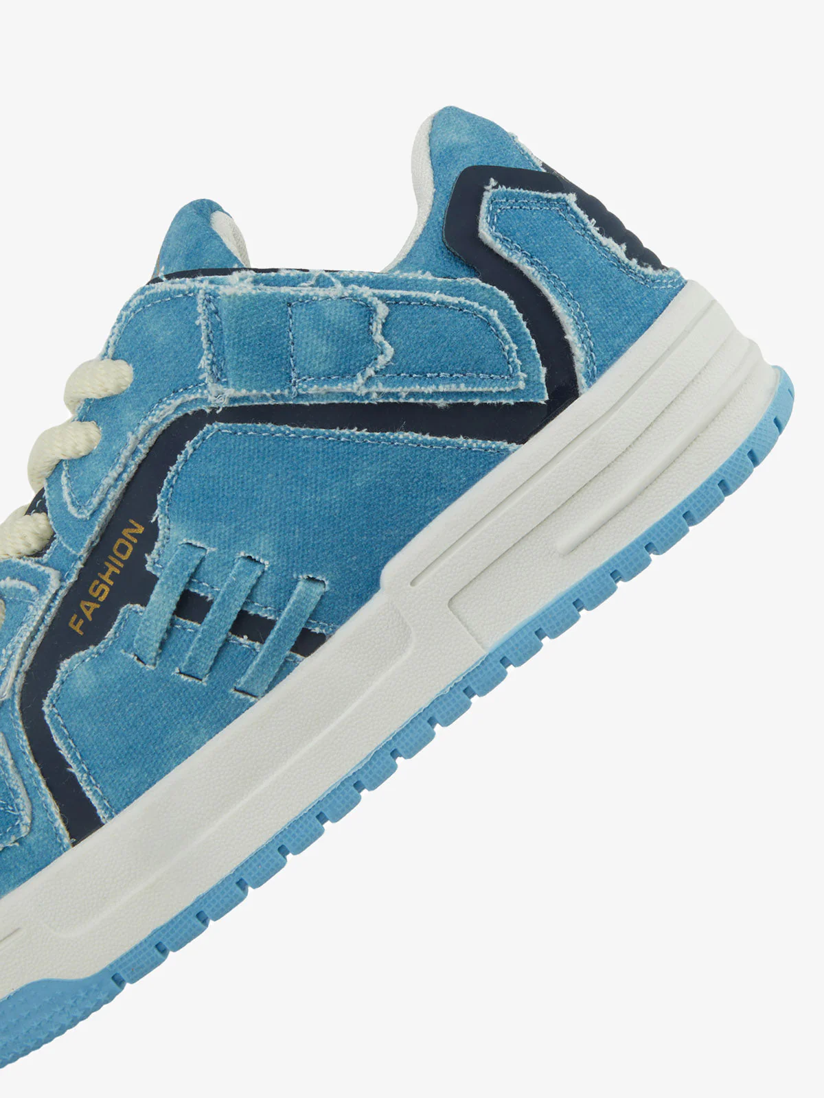 Shredded Denim Patchwork Sneakers - Image 6