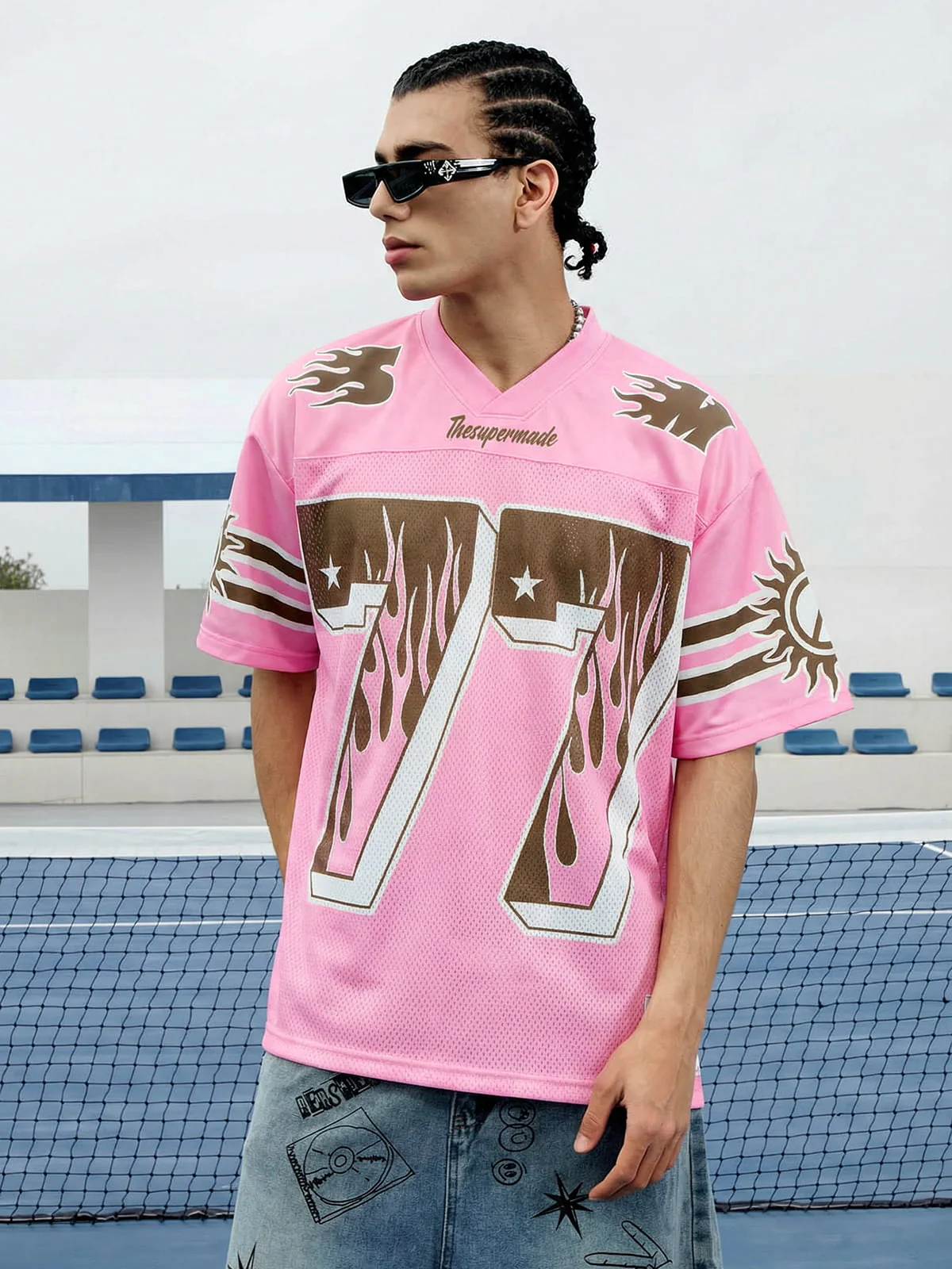 Pink Flame Print Jersey T-shirt - 2390 - Image 5