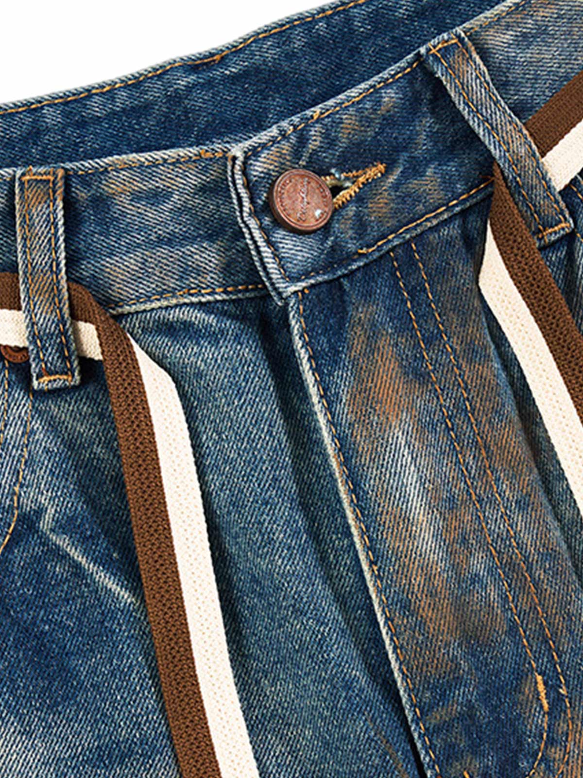 Retro Ink-Splashed Ripped Jeans - Image 7