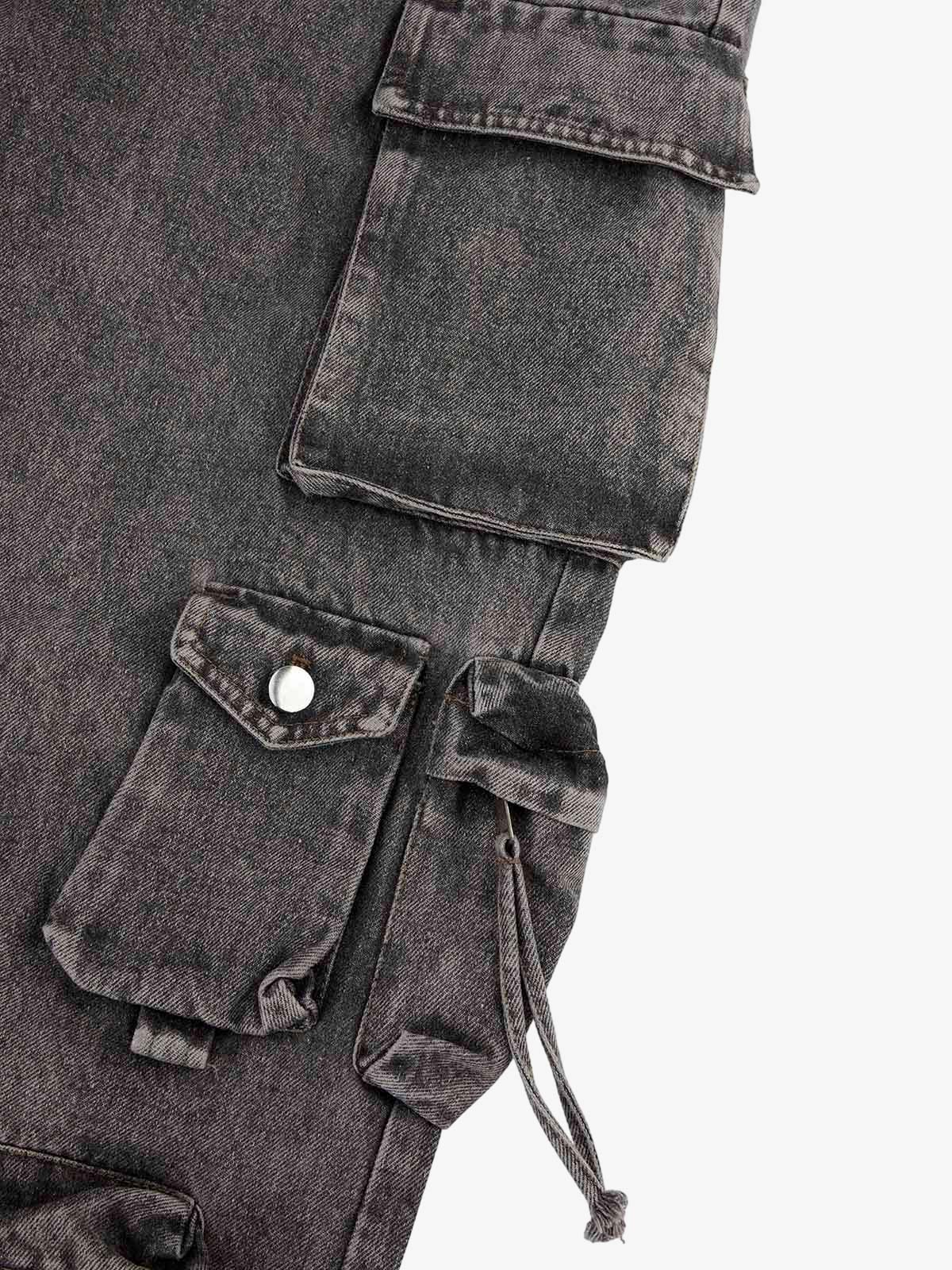 Thesupermade Street Stitching Multi-Pocket Workwear Washed Jeans - 2209 - Image 5