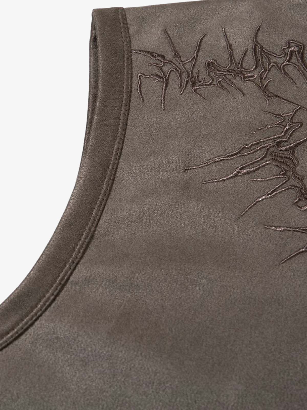 Suede Thorn Embroidered Vest - Image 5