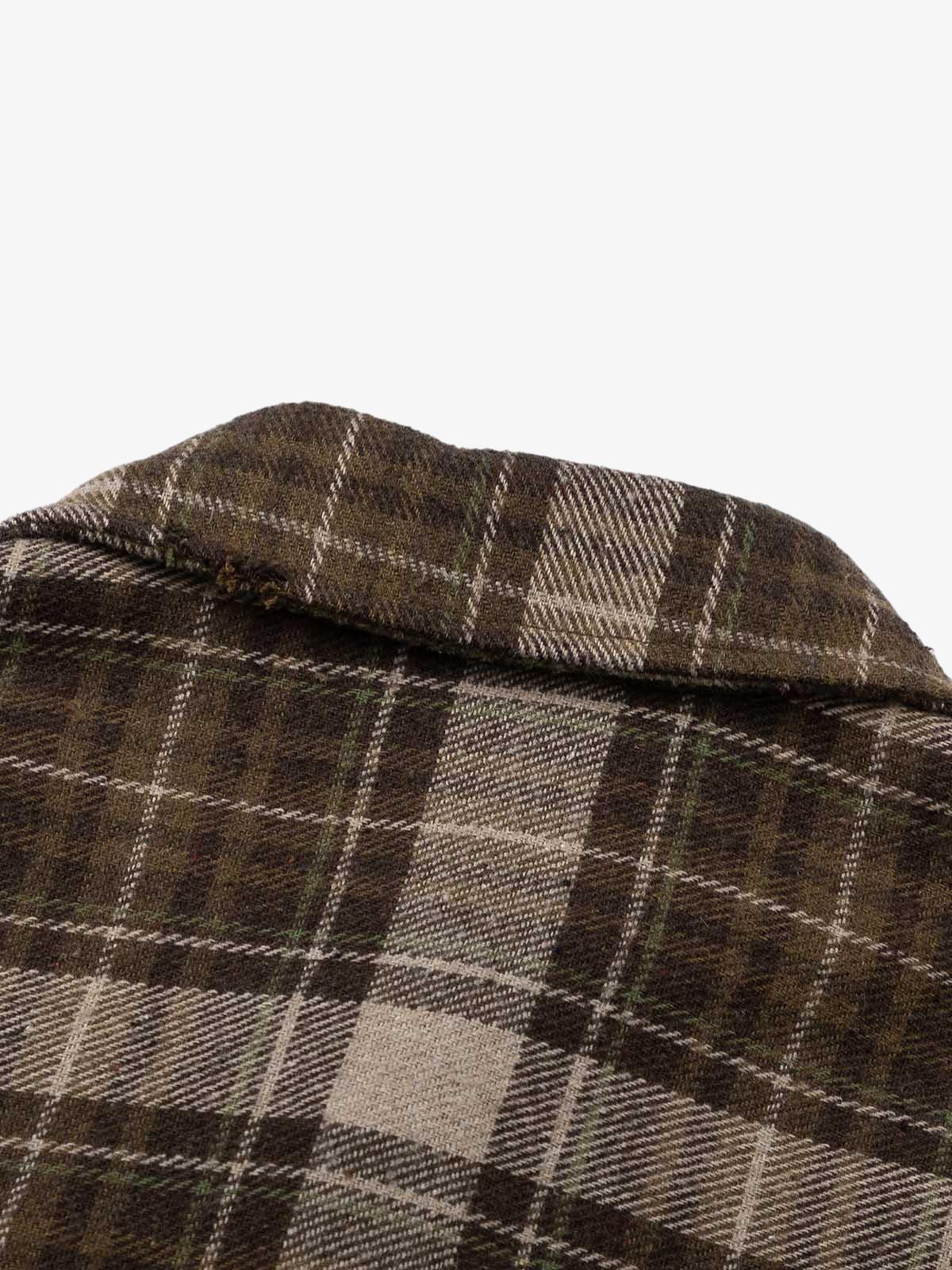 Retro Ripped Patchwork Long Sleeve Plaid Shirt - Image 4