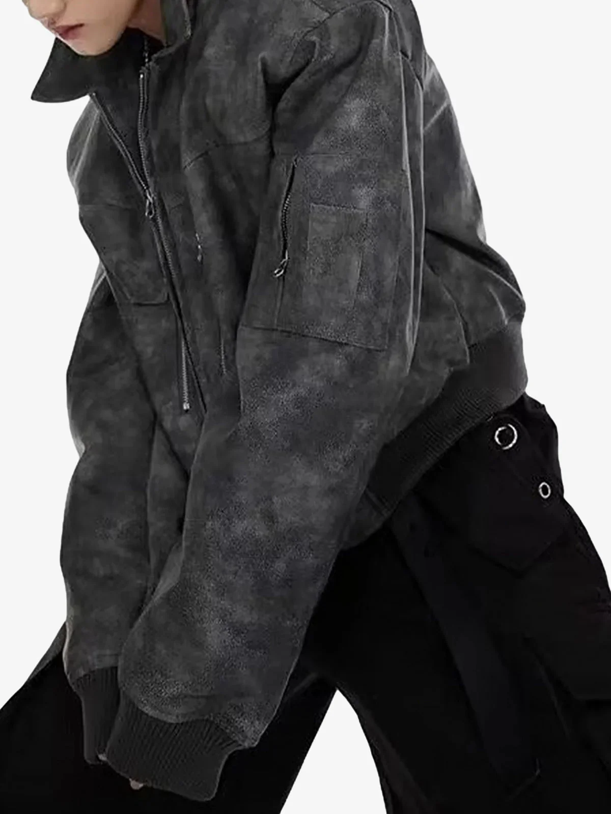 Thesupermade Vintage Motorcycle Suede Street Rap Jacket - 2232 - Image 3