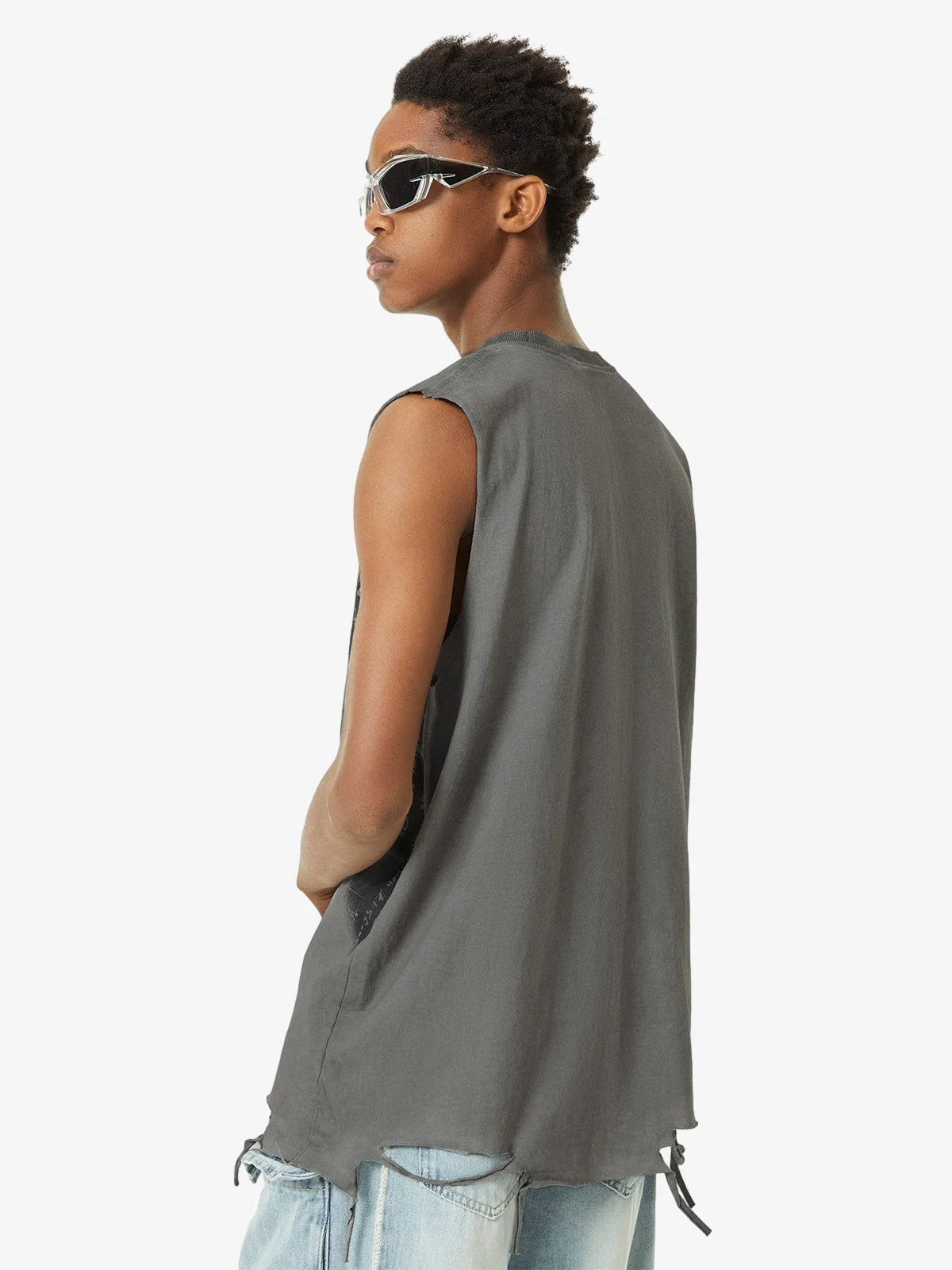 Thesupermade Vintage Necklace Star Print Hip-hop Tank Top - 2070 - Image 6