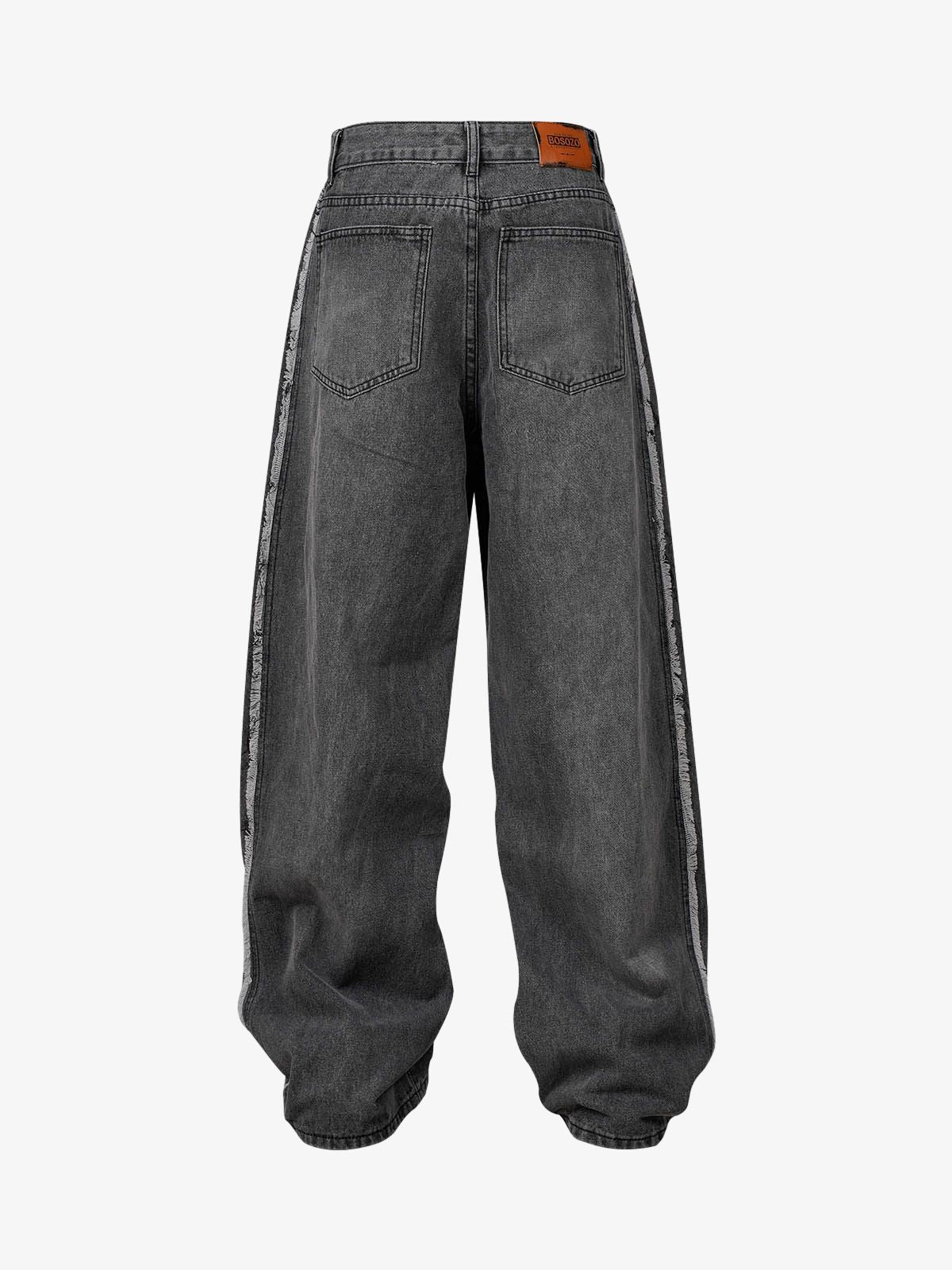 Thesupermade Washed Distressed Raw Edge Baggy Jeans - 2271 - Image 4