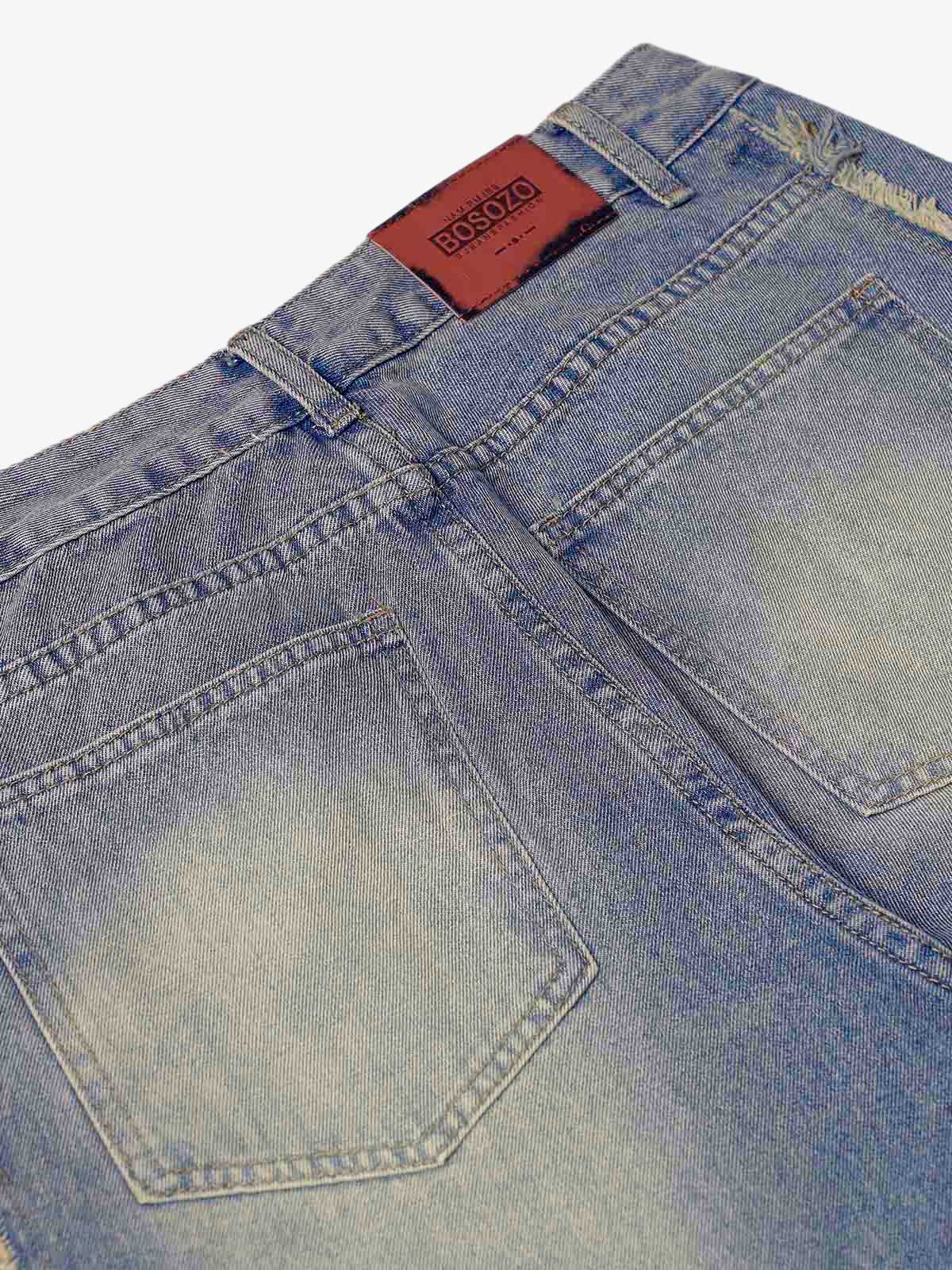Thesupermade Washed Distressed Raw Edge Baggy Jeans - 2271 - Image 6