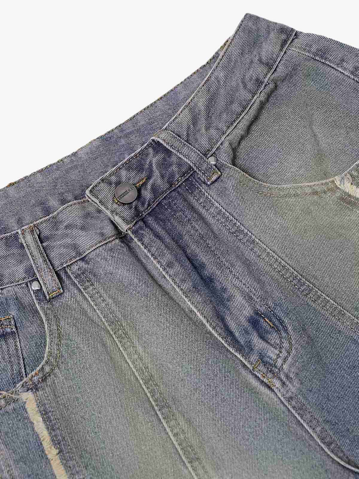 Thesupermade Washed Distressed Raw Edge Baggy Jeans - 2271 - Image 9