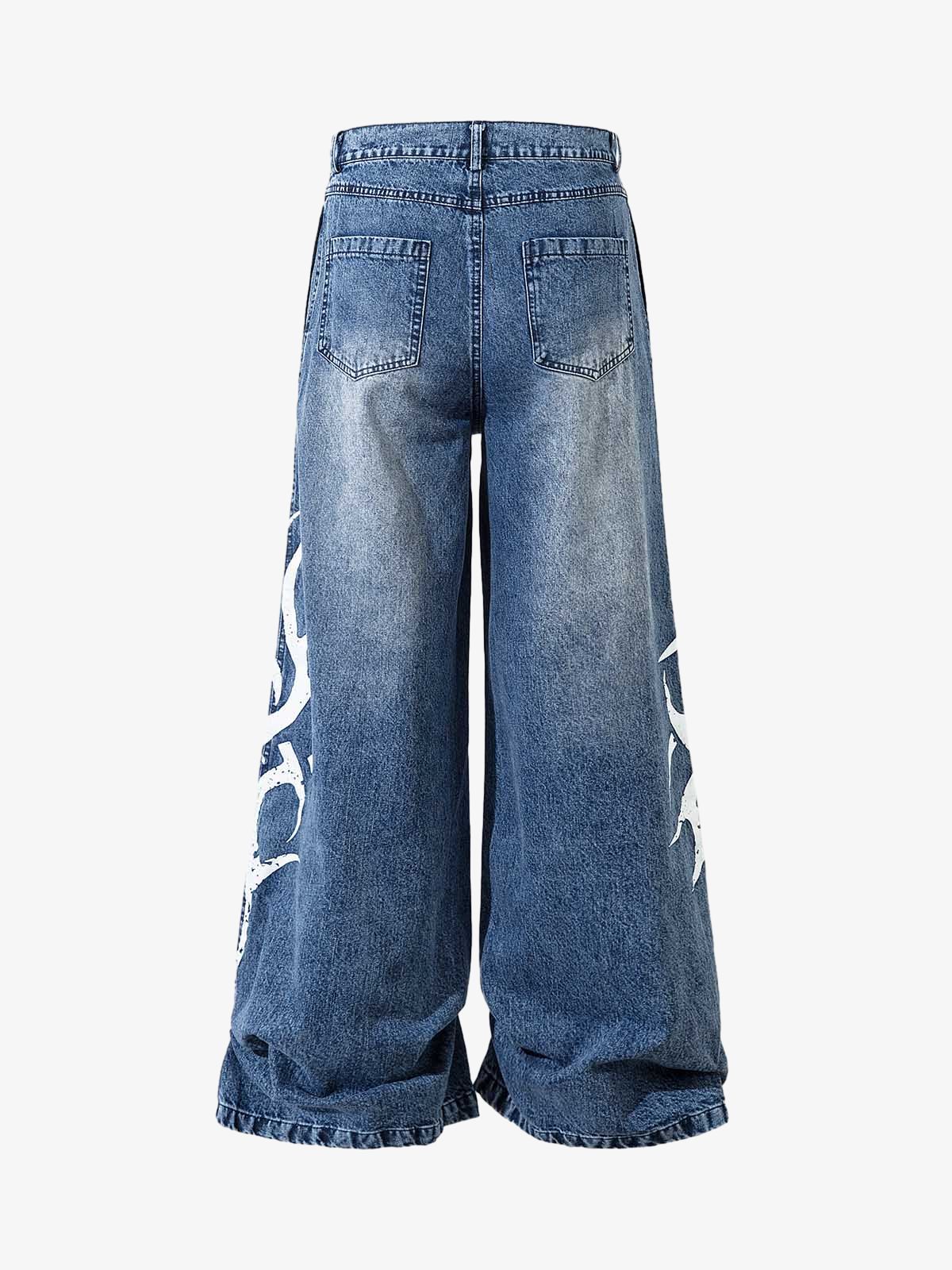 Washed Print Straight Jeans - Image 8