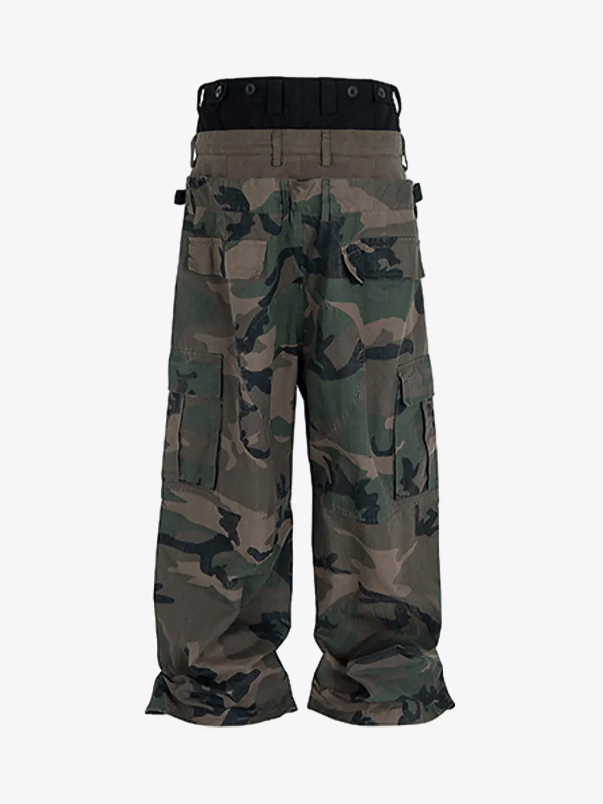 Three-Waist Splicing Camouflage Cargo Buckle Waist Design Overalls - Image 2