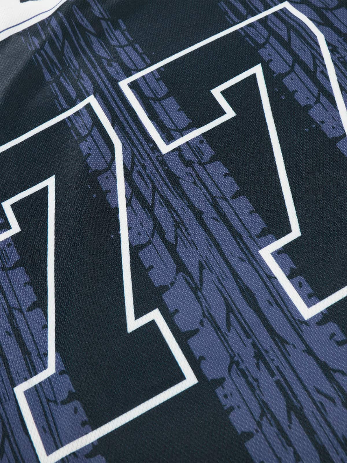 Tire Graphic “77” Patchwork Racing Blokecore V-Neck Jersey T-Shirt - Image 9