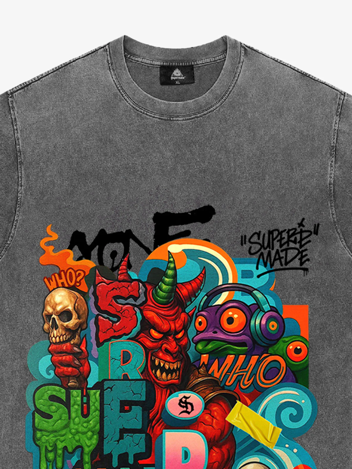 Trendy Multicolor Graffiti Skull Graphic T-Shirt - Image 11