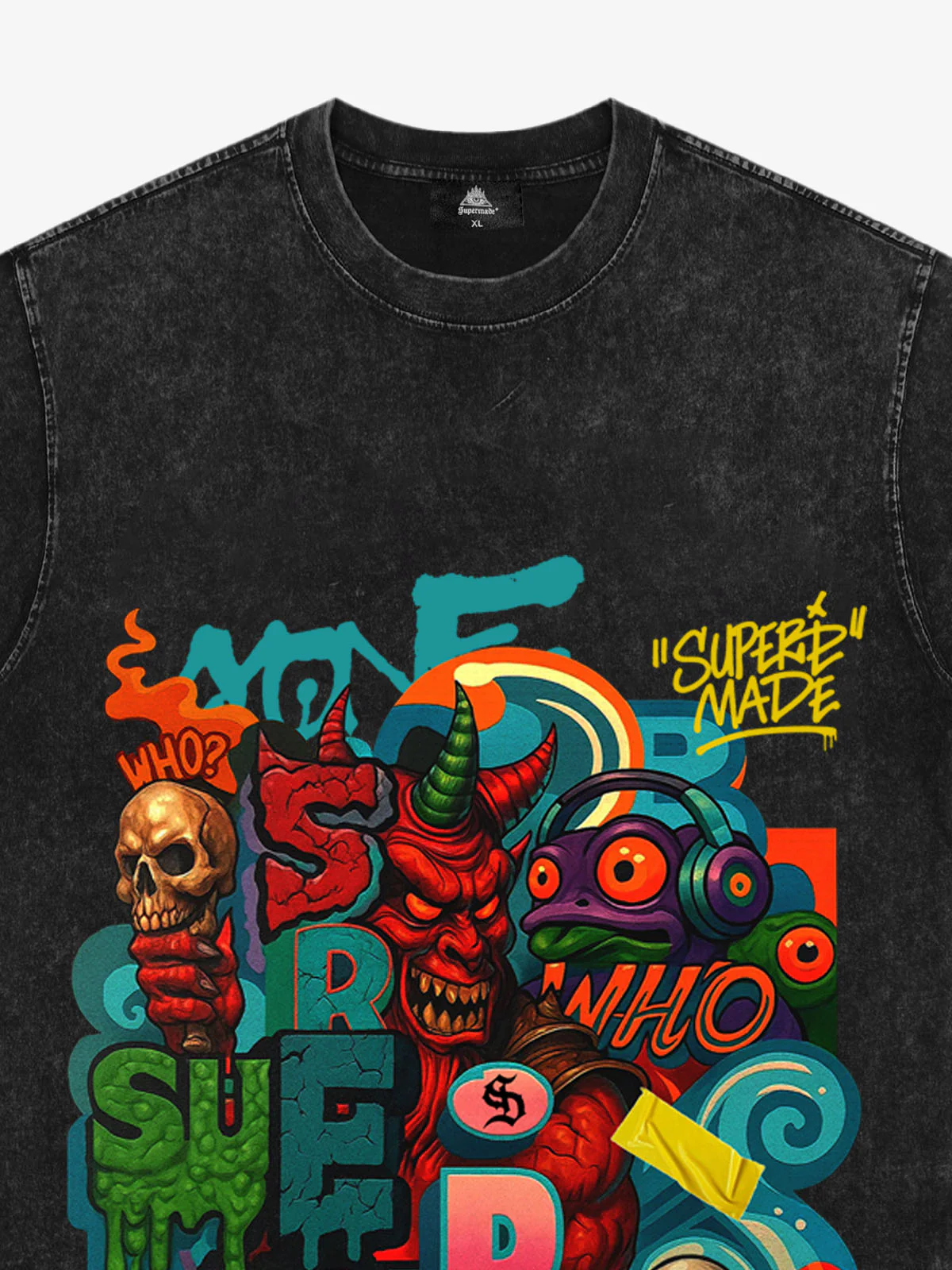 Trendy Multicolor Graffiti Skull Graphic T-Shirt - Image 13