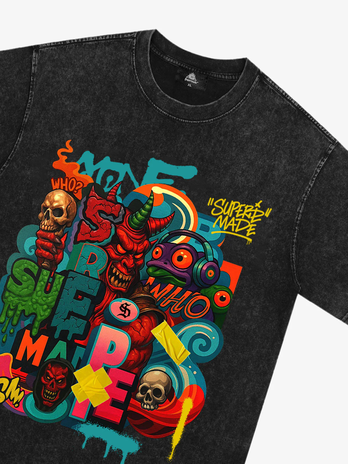 Trendy Multicolor Graffiti Skull Graphic T-Shirt - Image 27
