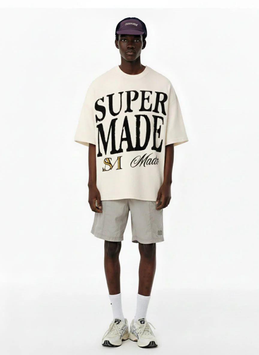 Typography Logo Print Waffle T-Shirt - Image 4