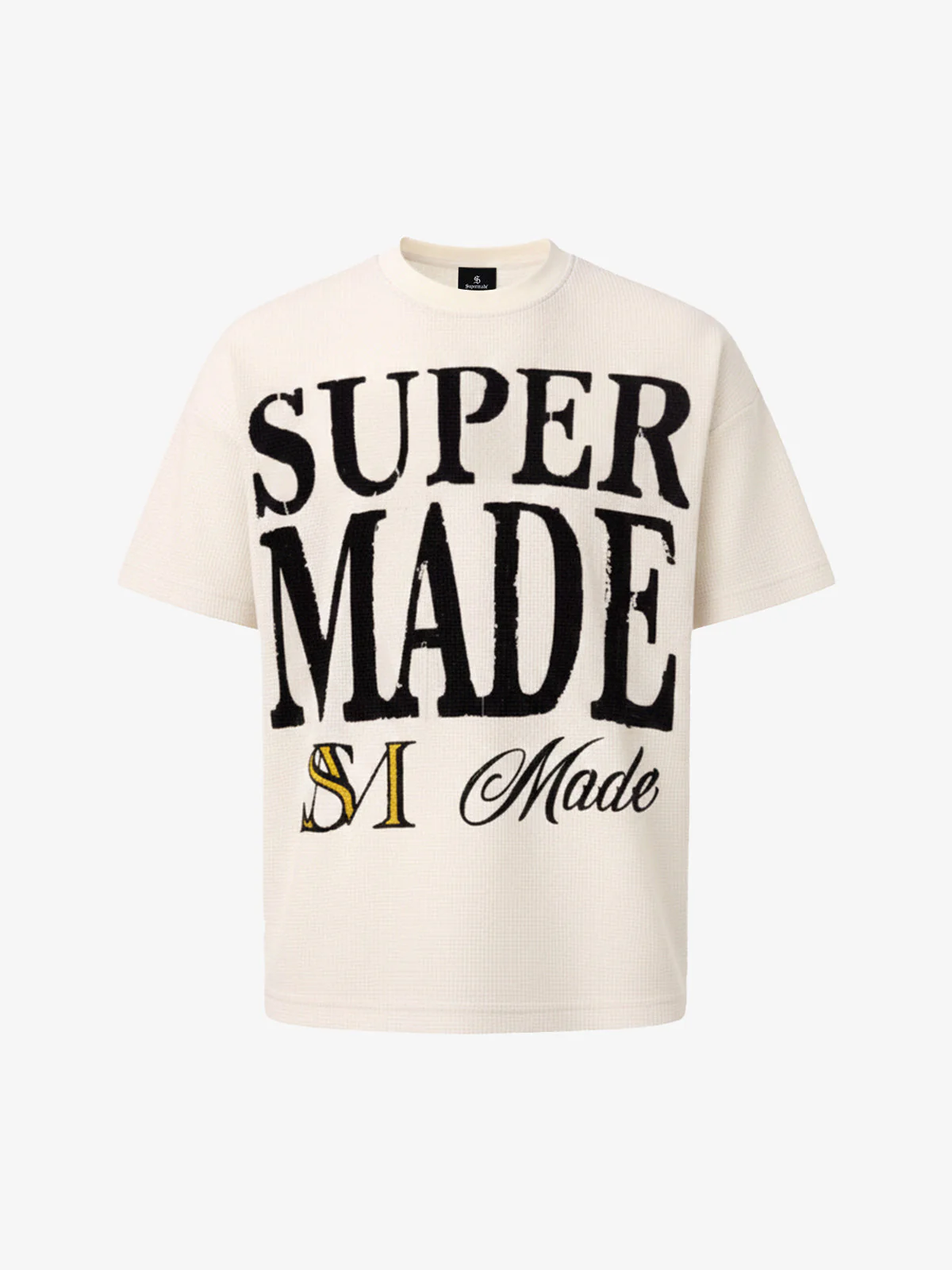 Typography Logo Print Waffle T-Shirt - Image 8