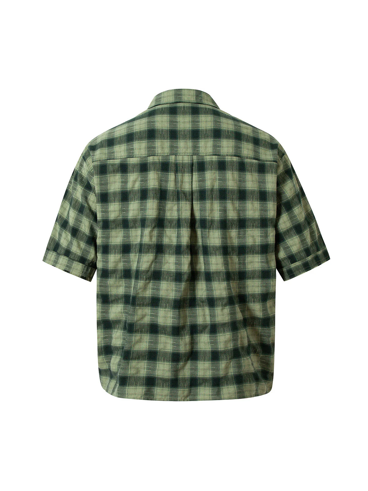 Plaid Applique Printed Short Sleeve Shirt - 2463 - Image 2