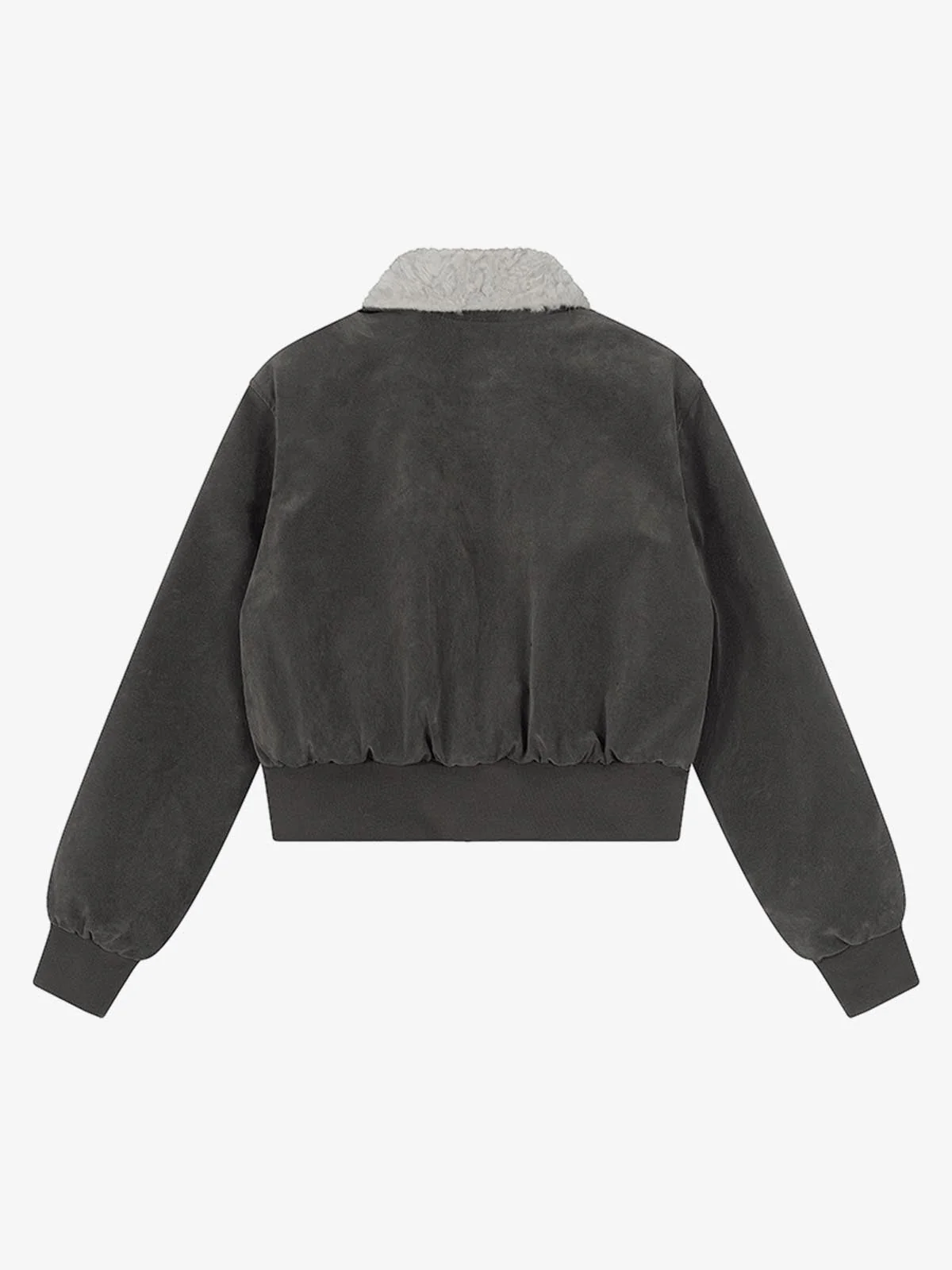 Utility Faux Shearling Collar Suede Look Zip Up Jacket - Image 8