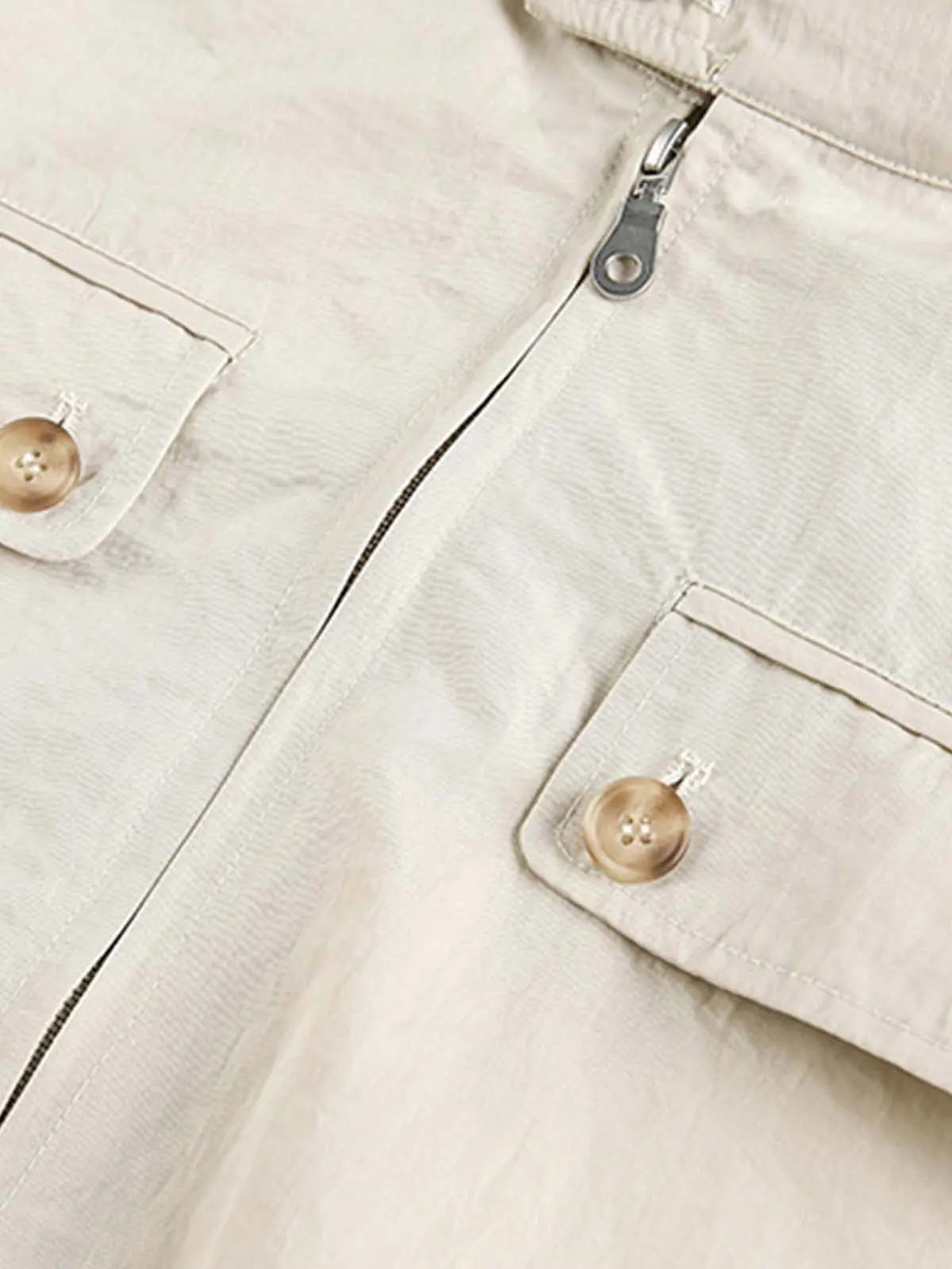 Utility Pleated Sleeve Fold-Over Collar Zip Up Jacket - Image 6