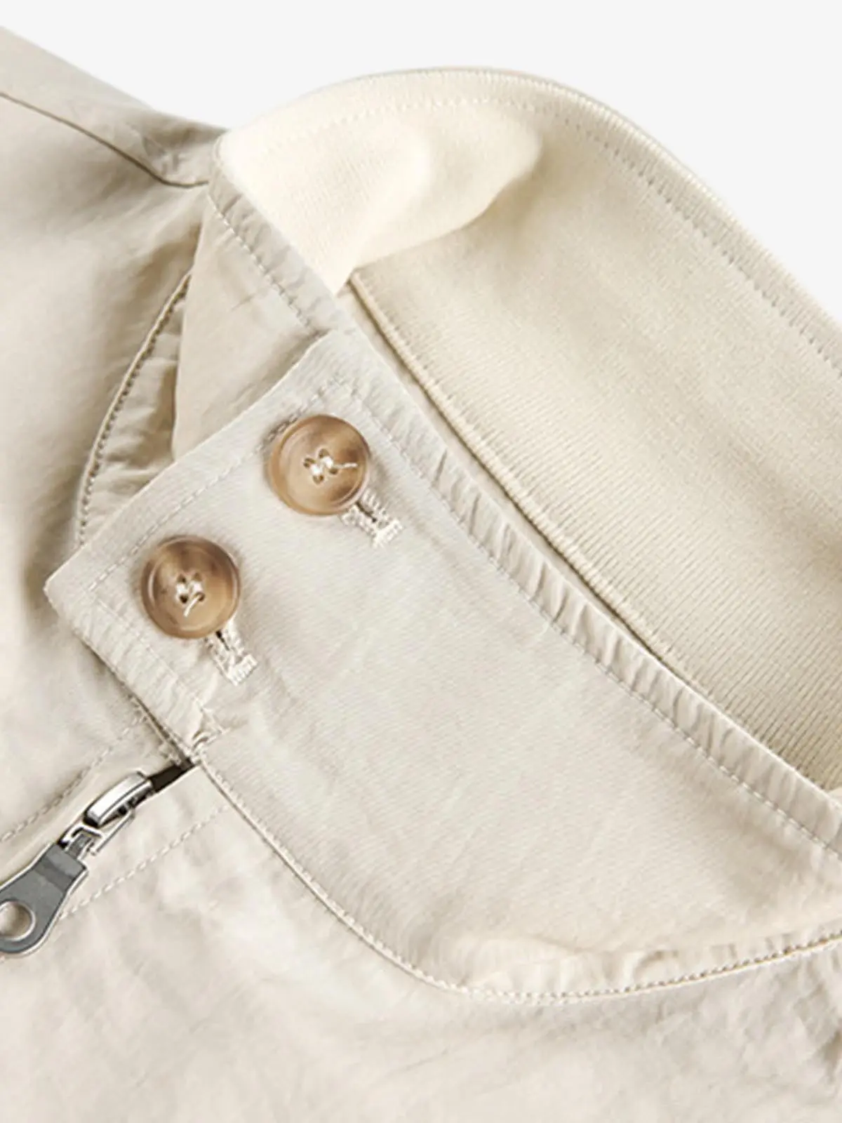 Utility Pleated Sleeve Fold-Over Collar Zip Up Jacket - Image 8