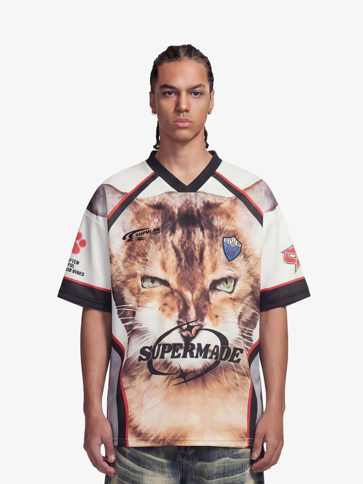 Vintage Big Cat Graphic Racing Jersey T-Shirt
