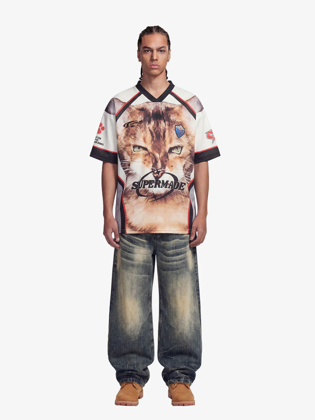 Vintage Big Cat Graphic Racing Jersey T-Shirt - Image 4