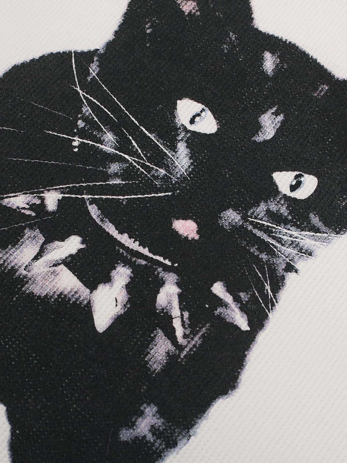 Vintage Black Cat Studded Collar T-Shirt - Image 5