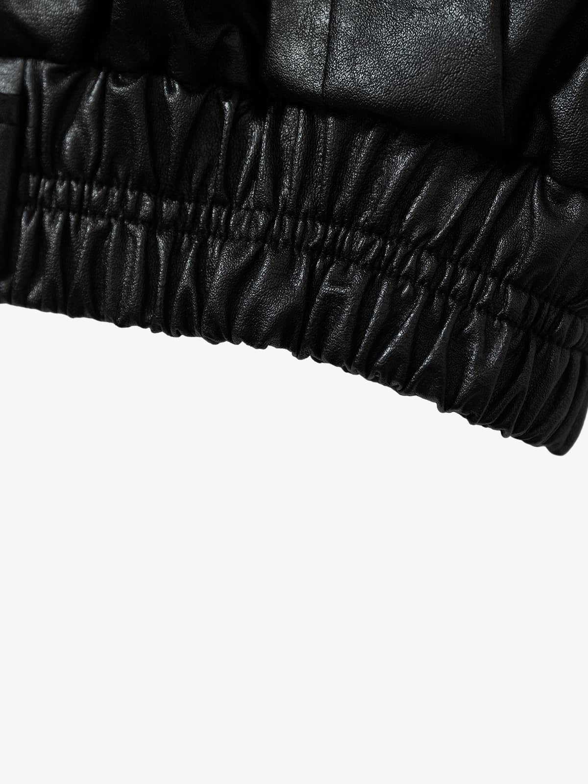 Vintage Detachable Fur Collar Quilted Leather Jacket - 2523 - Image 13