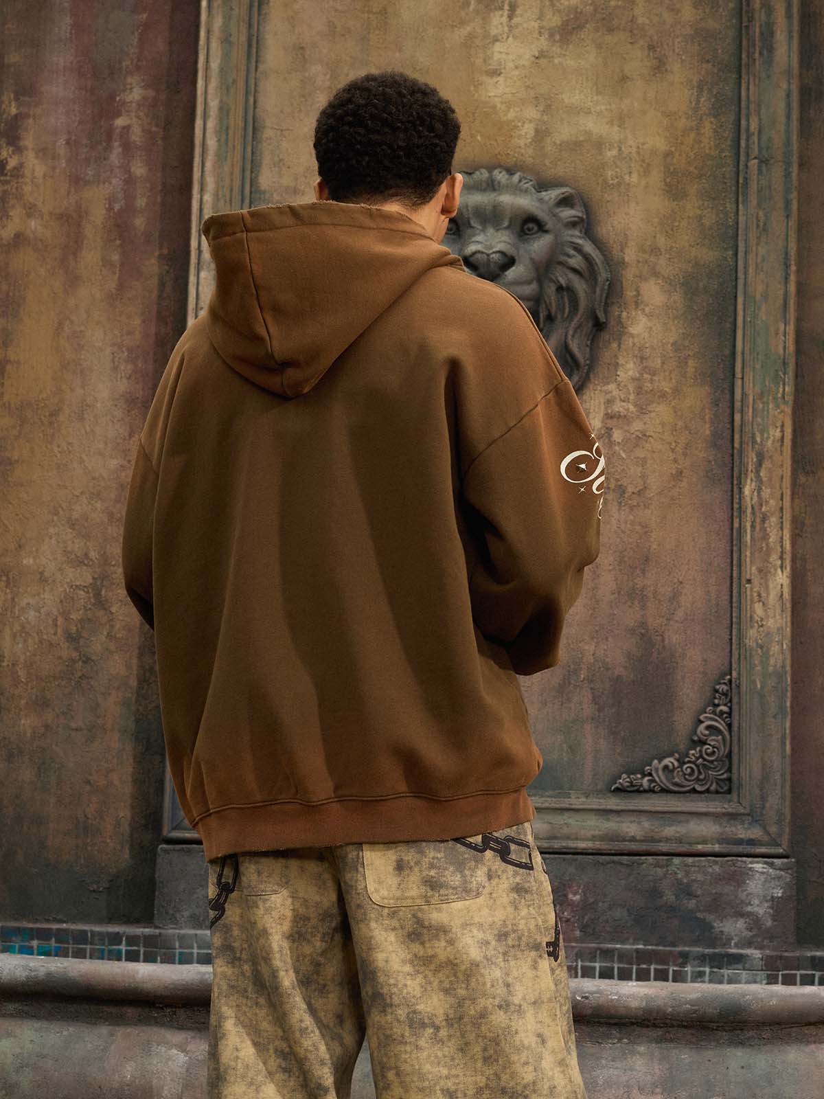 Vintage Distressed Studded Gothic Font Zip Up Hoodie - Image 20