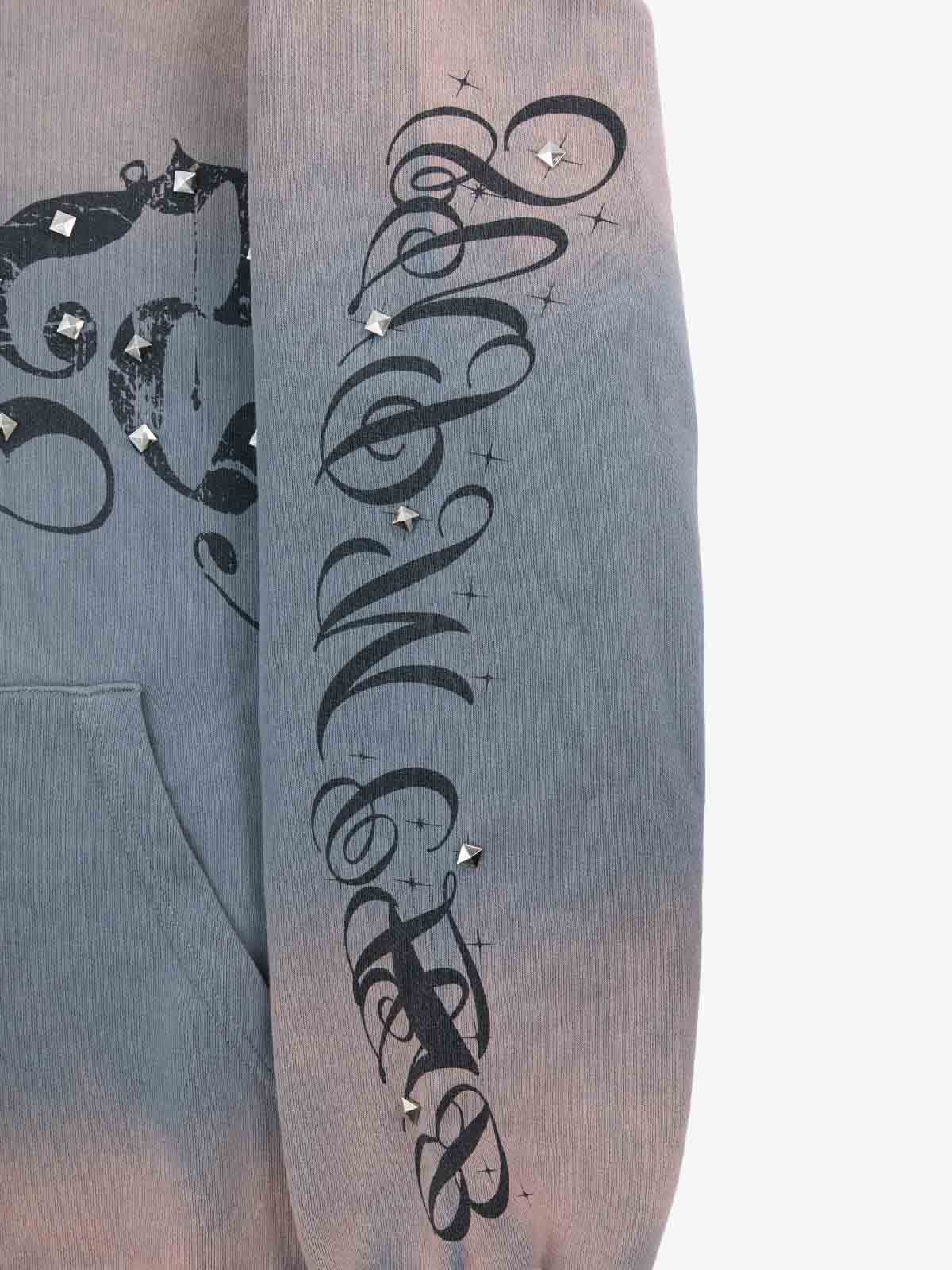 Vintage Distressed Studded Gothic Font Zip Up Hoodie - Image 33