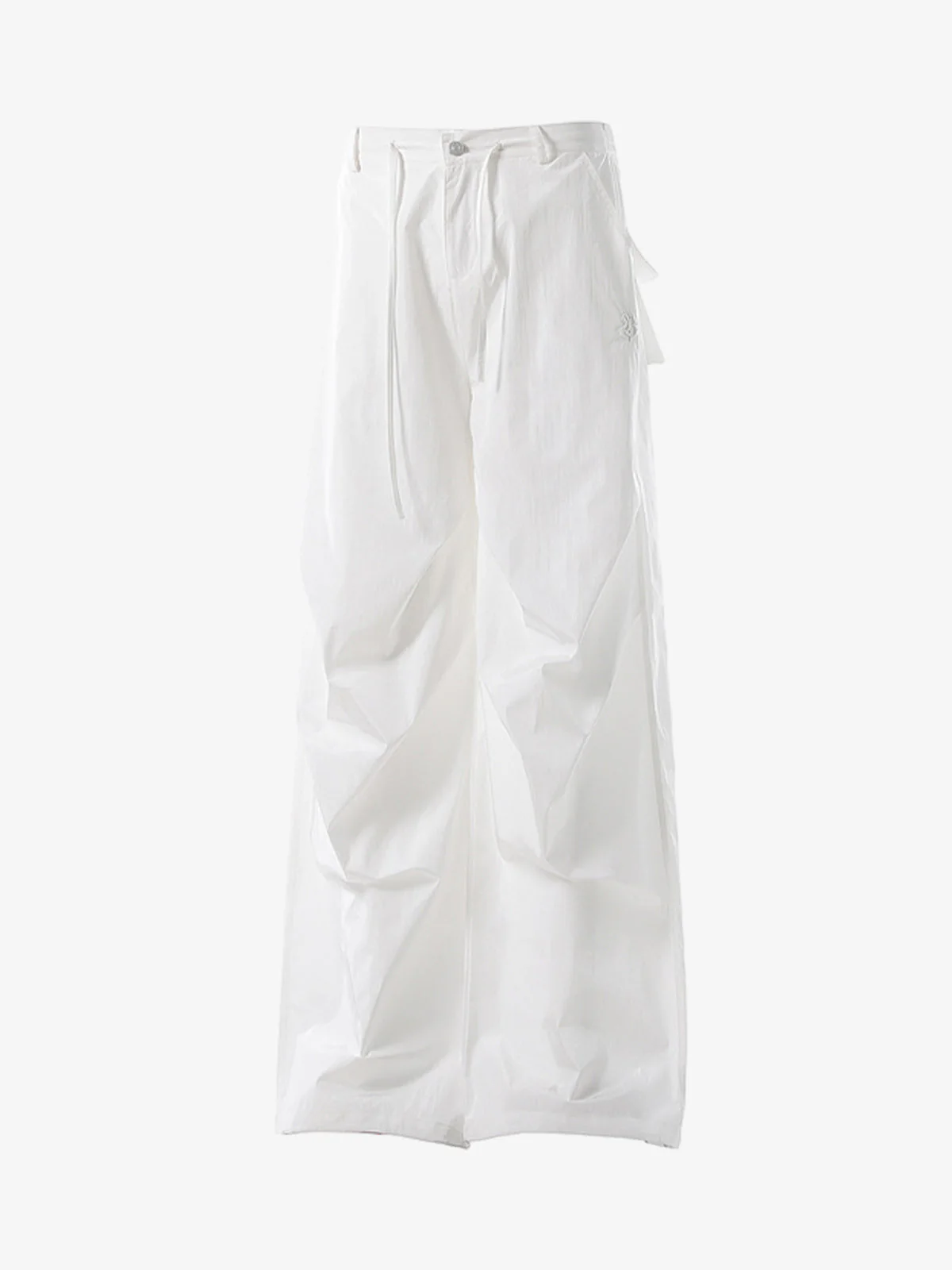 Vintage Drawstring Draped Embroidered Wide Leg Pants - Image 6