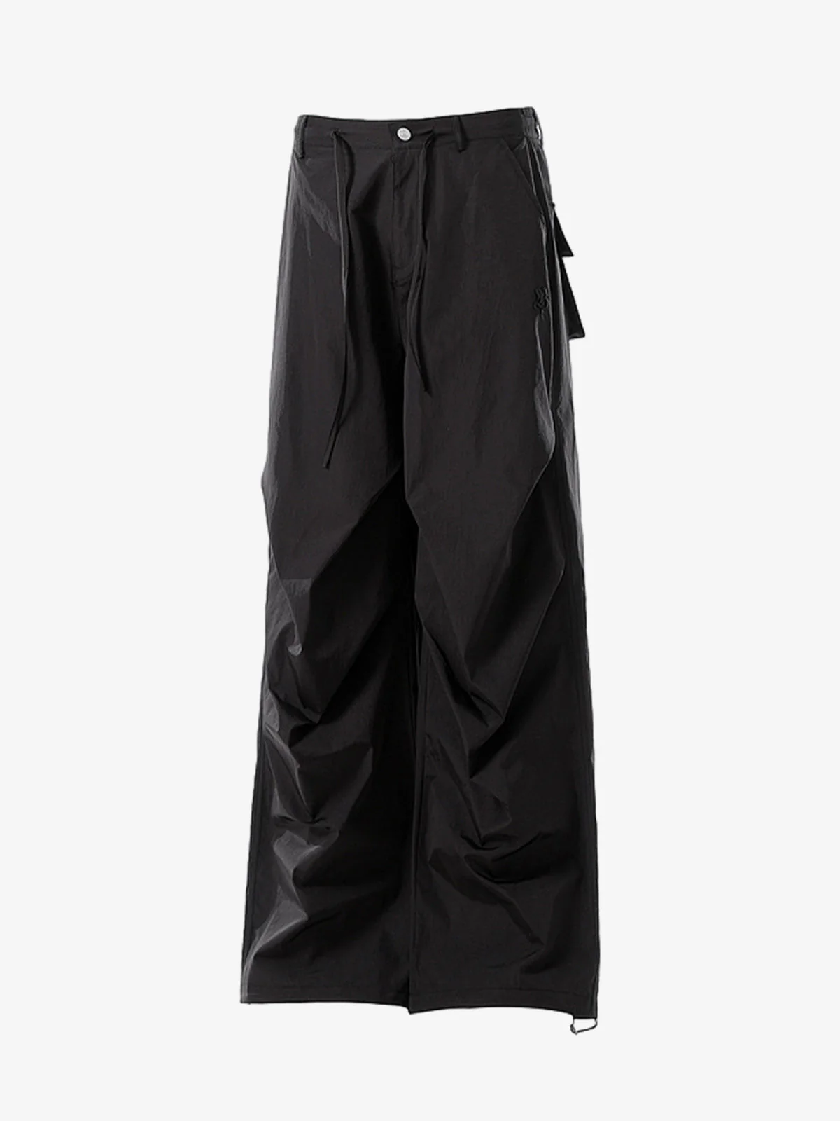 Vintage Drawstring Draped Embroidered Wide Leg Pants - Image 8