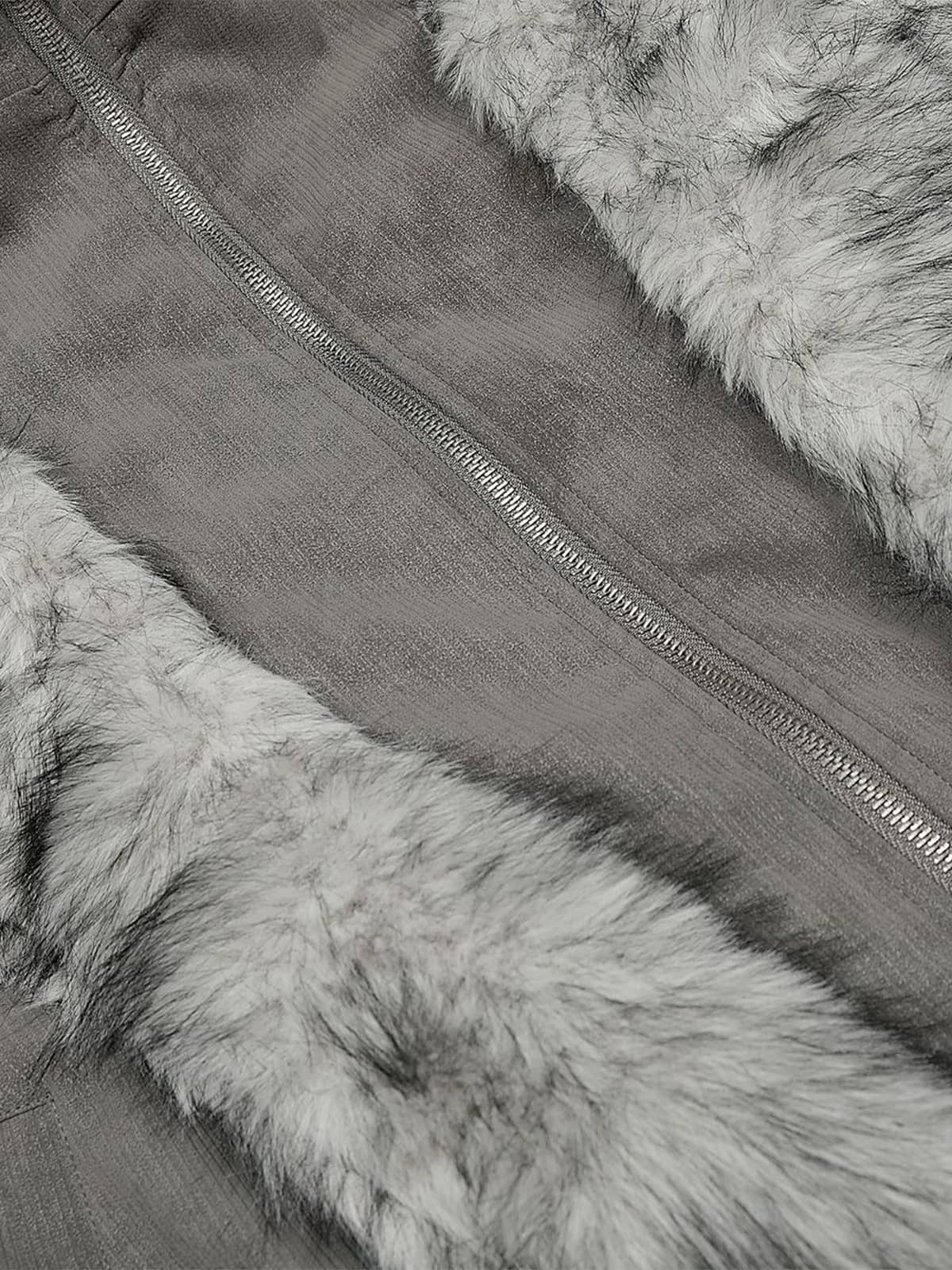 Vintage Dual-layer Collar Fleece-lined Zipper Jacket - Image 16