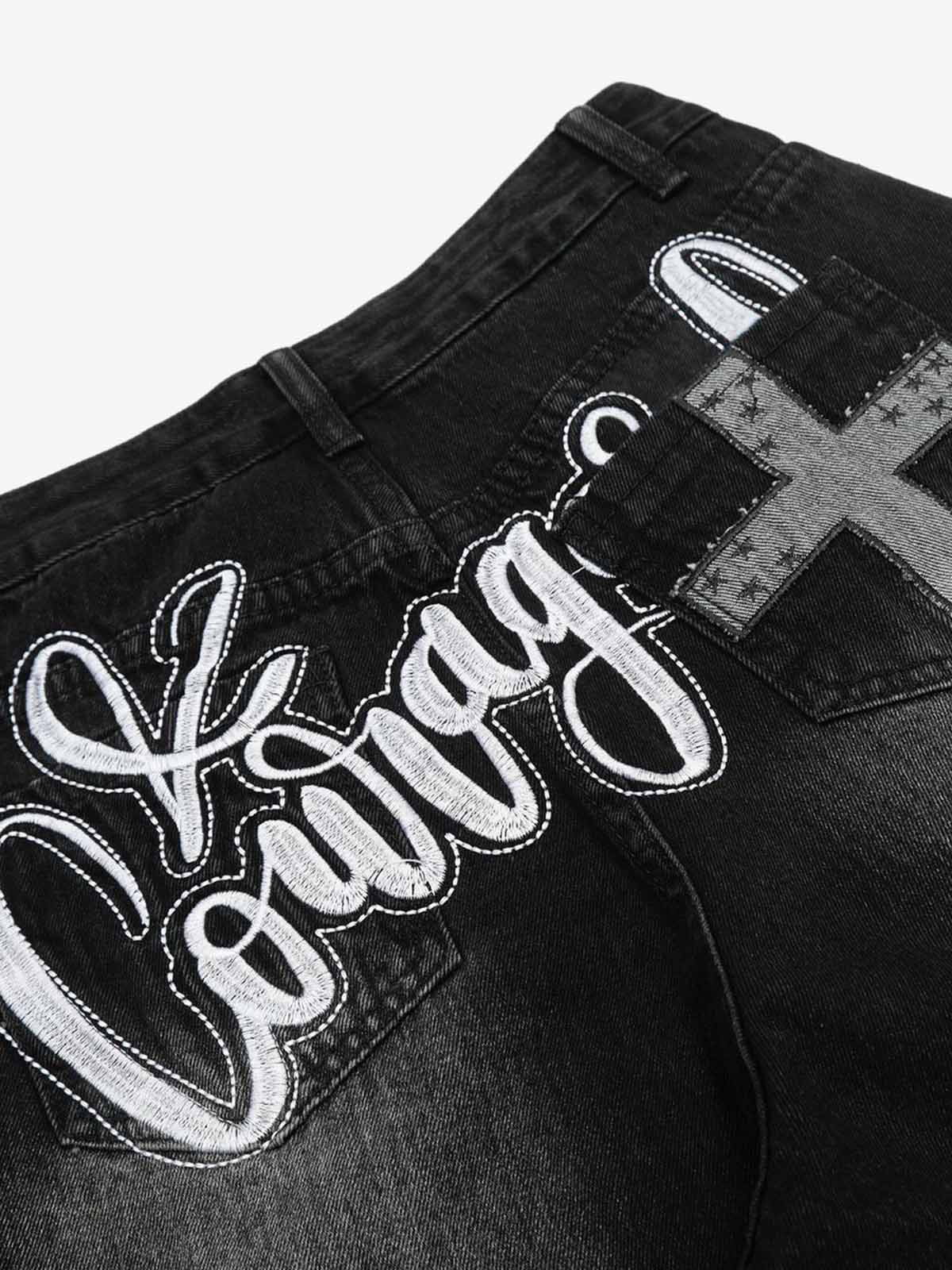 Vintage Embroidered Cross Washed Scimitar Jeans - Image 3