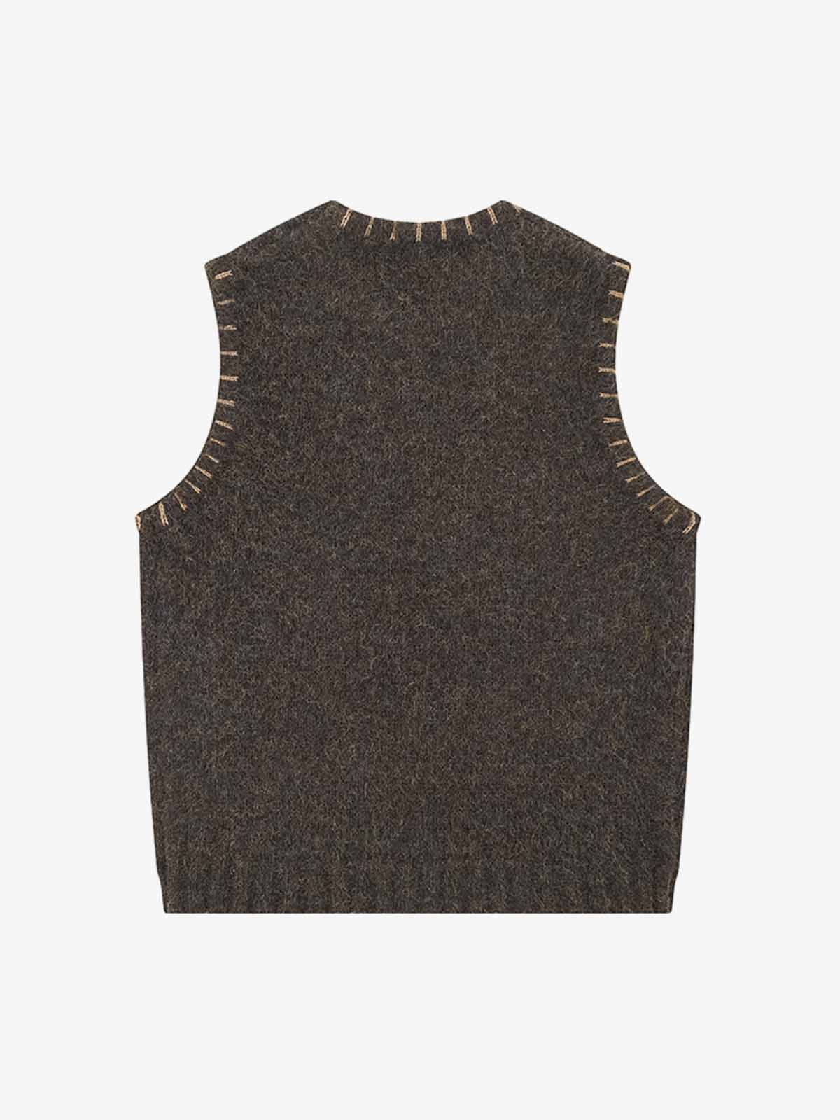 Vintage Embroidered Graphic Knit Sweater Vest - Image 2