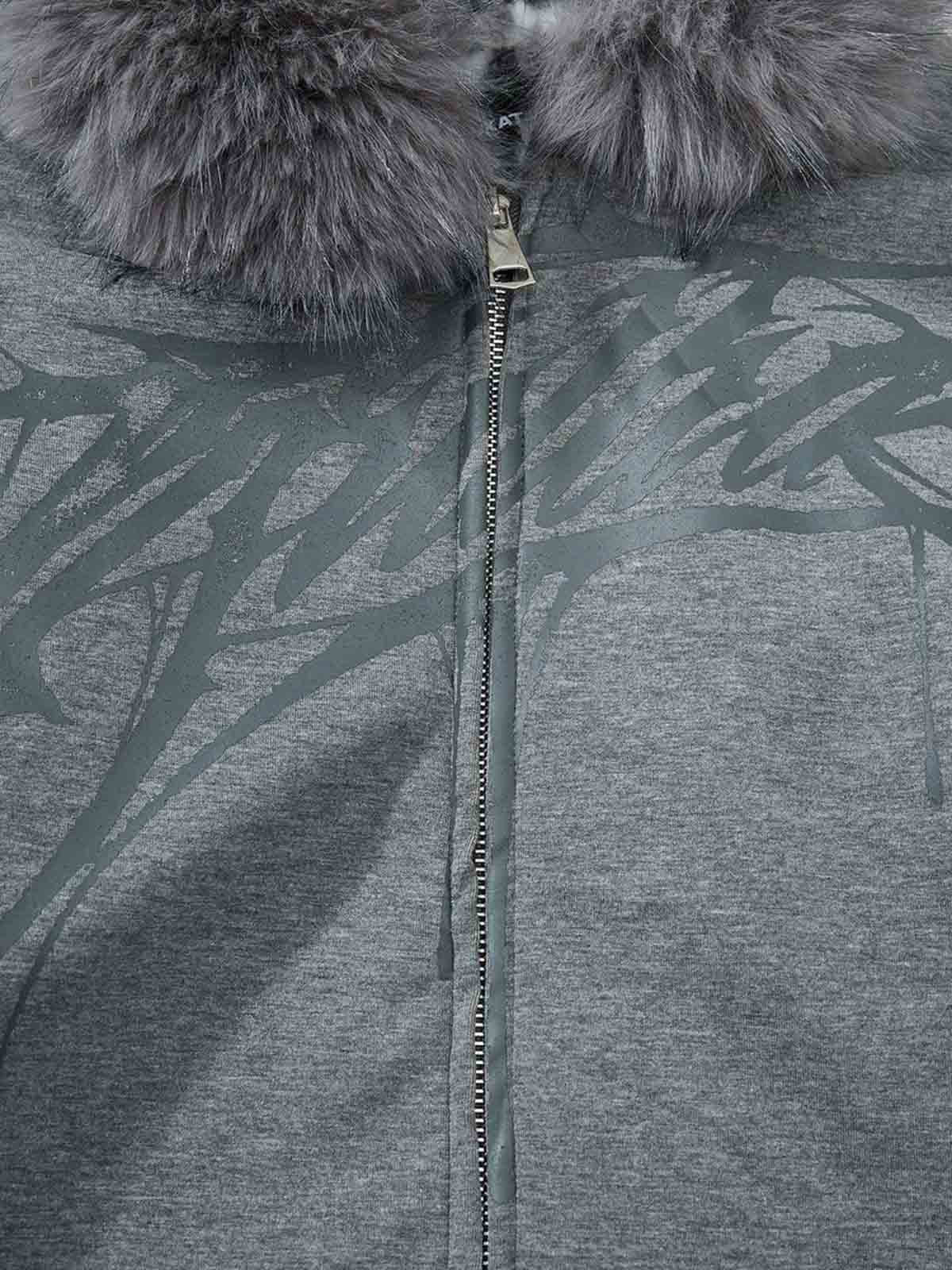Vintage Faux Fur Hoodedd Leopard Lined Graphic Bomber Jacket - Image 11