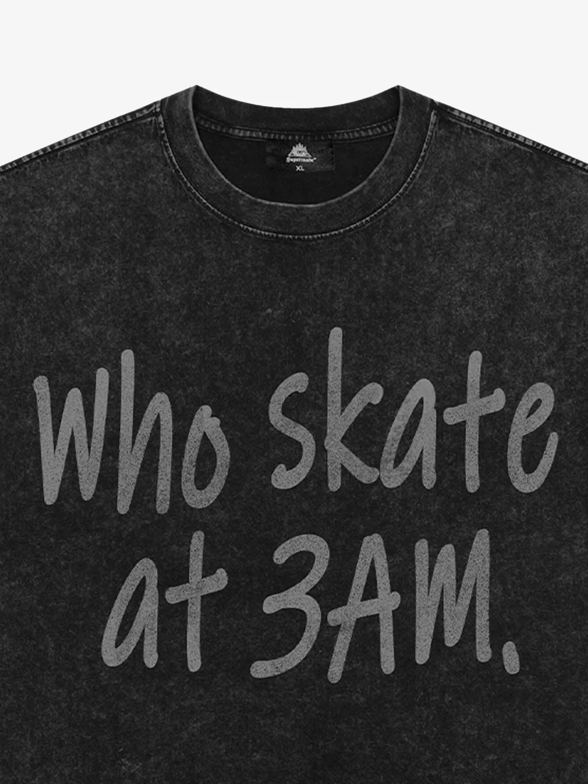 Origal "Who Skates at 3 AM" Slogan T-Shirt - Image 2