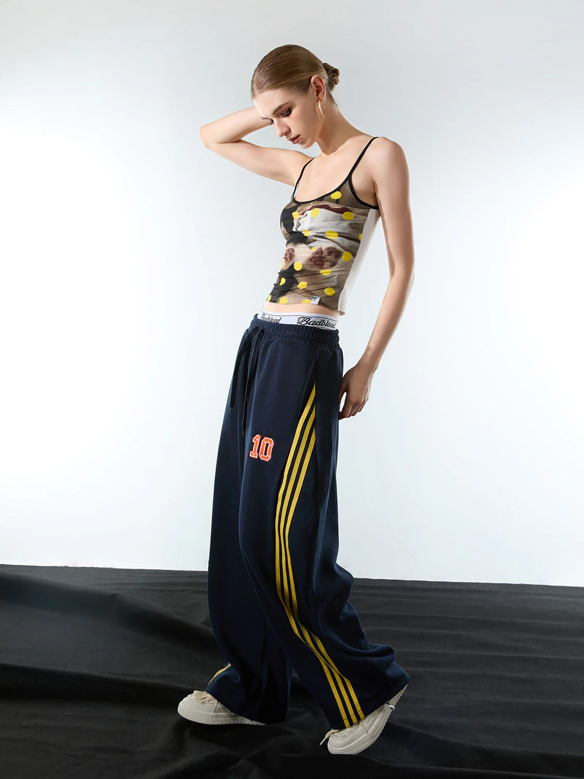 Fleece Vintage Side Stripe Drape Paratrooper Machete Wide Leg Pants - 2488 - Image 8