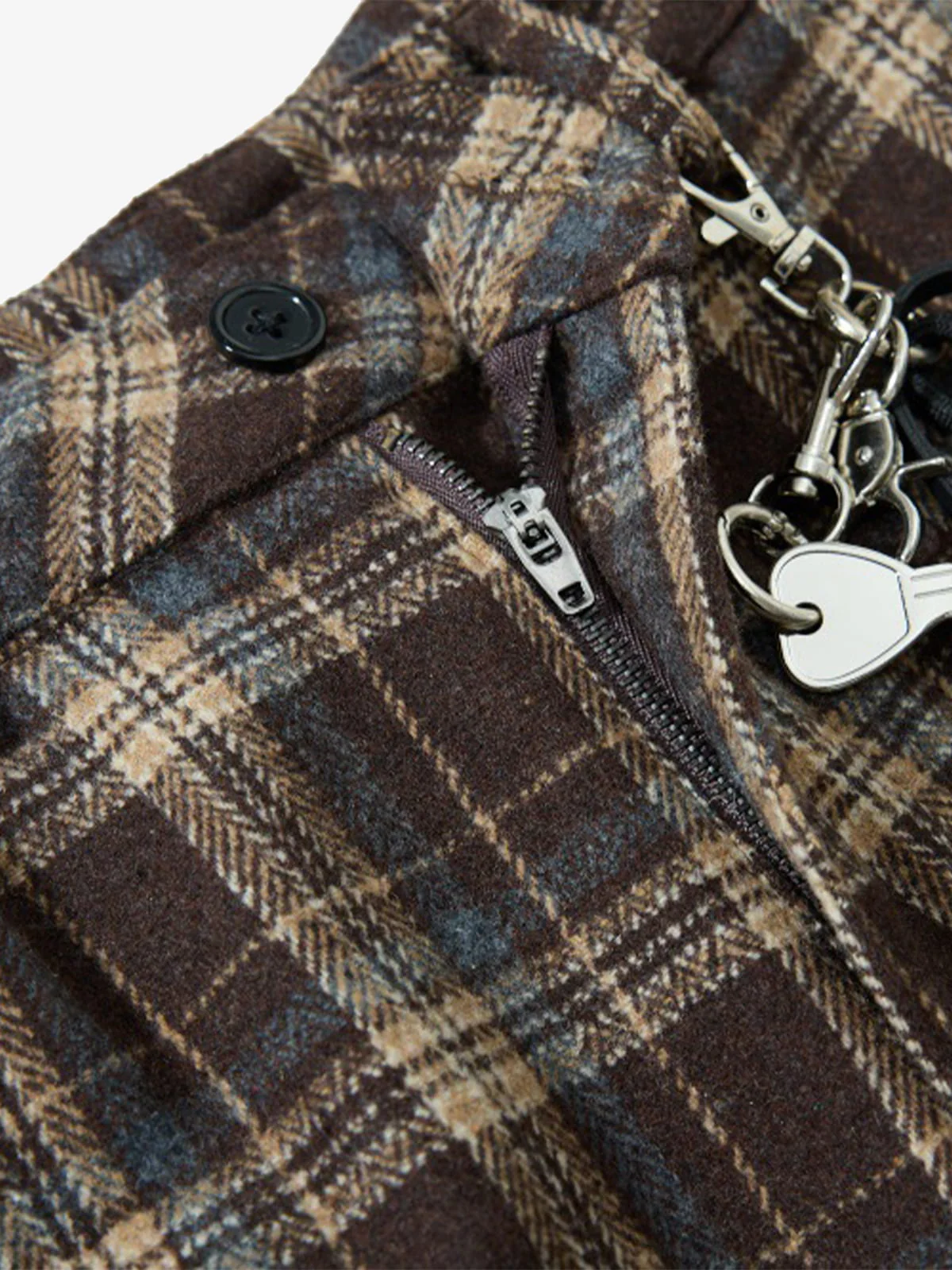 Vintage Plaid Pleated Multi-Pocket Cargo Casual Pants - 2524 - Image 9