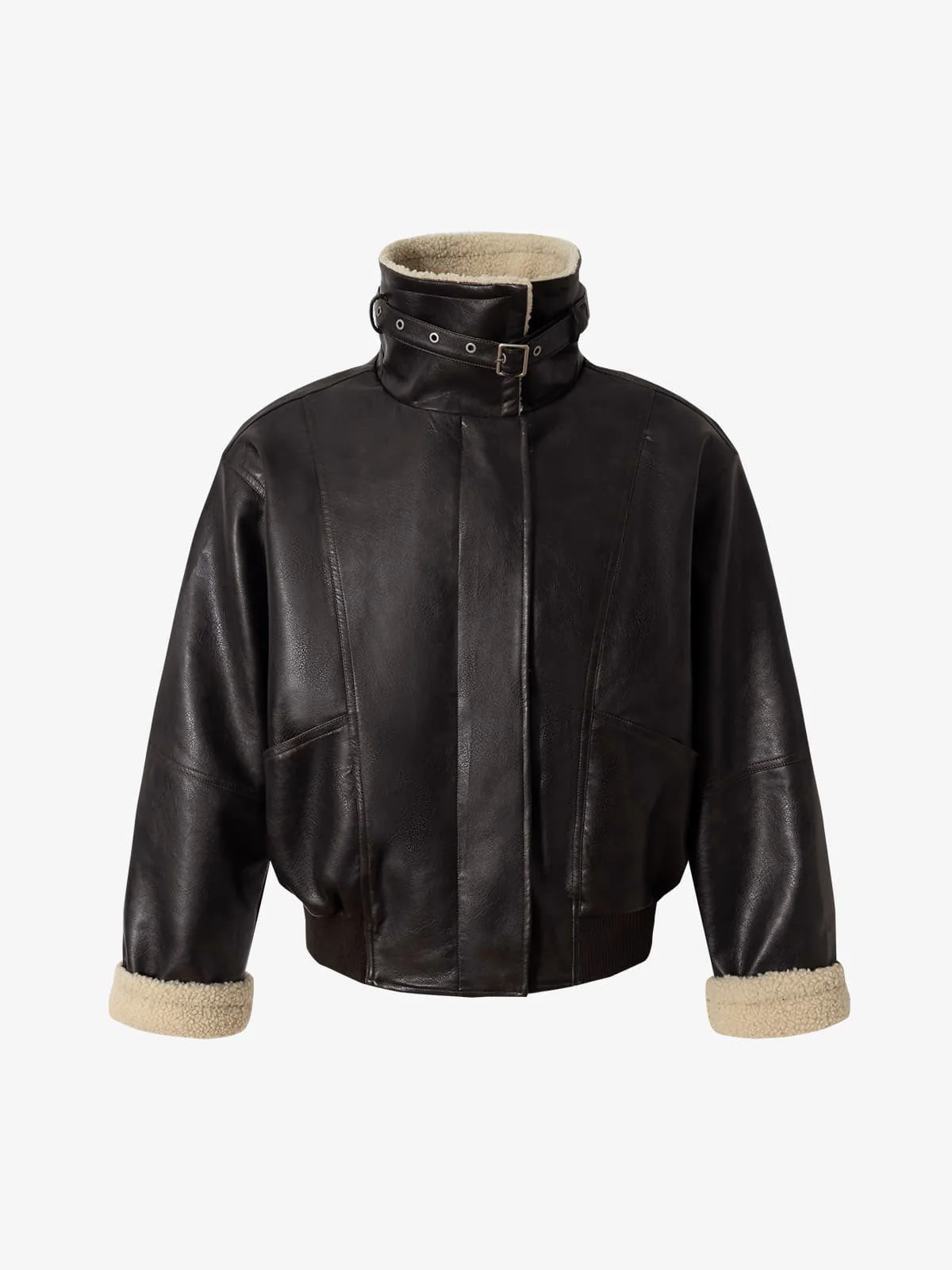 Vintage Shearling Collar Quilted Leather Jacket - Image 11
