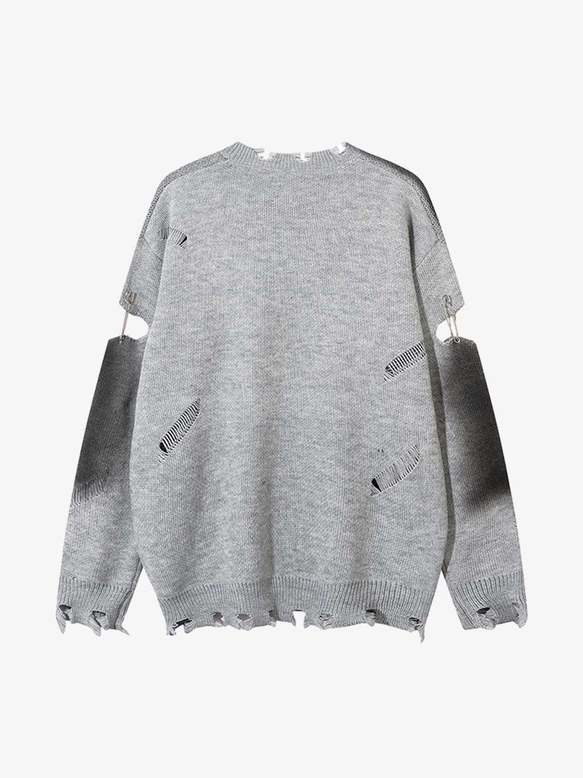 Vintage Spray-Painted Cross Hole Knit Sweater - Image 3